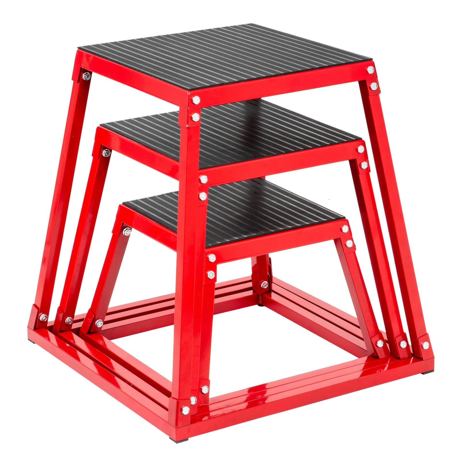 VEVOR Plyometric Platform Box Fitness Exercise Jump Box Step Plyometric Box Jump for Exercise Fit Training (12/18/24/Red) (12&18&24 inch) 