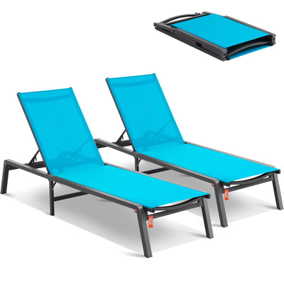 VEVOR Chaise Lounge Chair Outdoor Patio Lounge Chair Adjustable 5-Position 2 pcs 