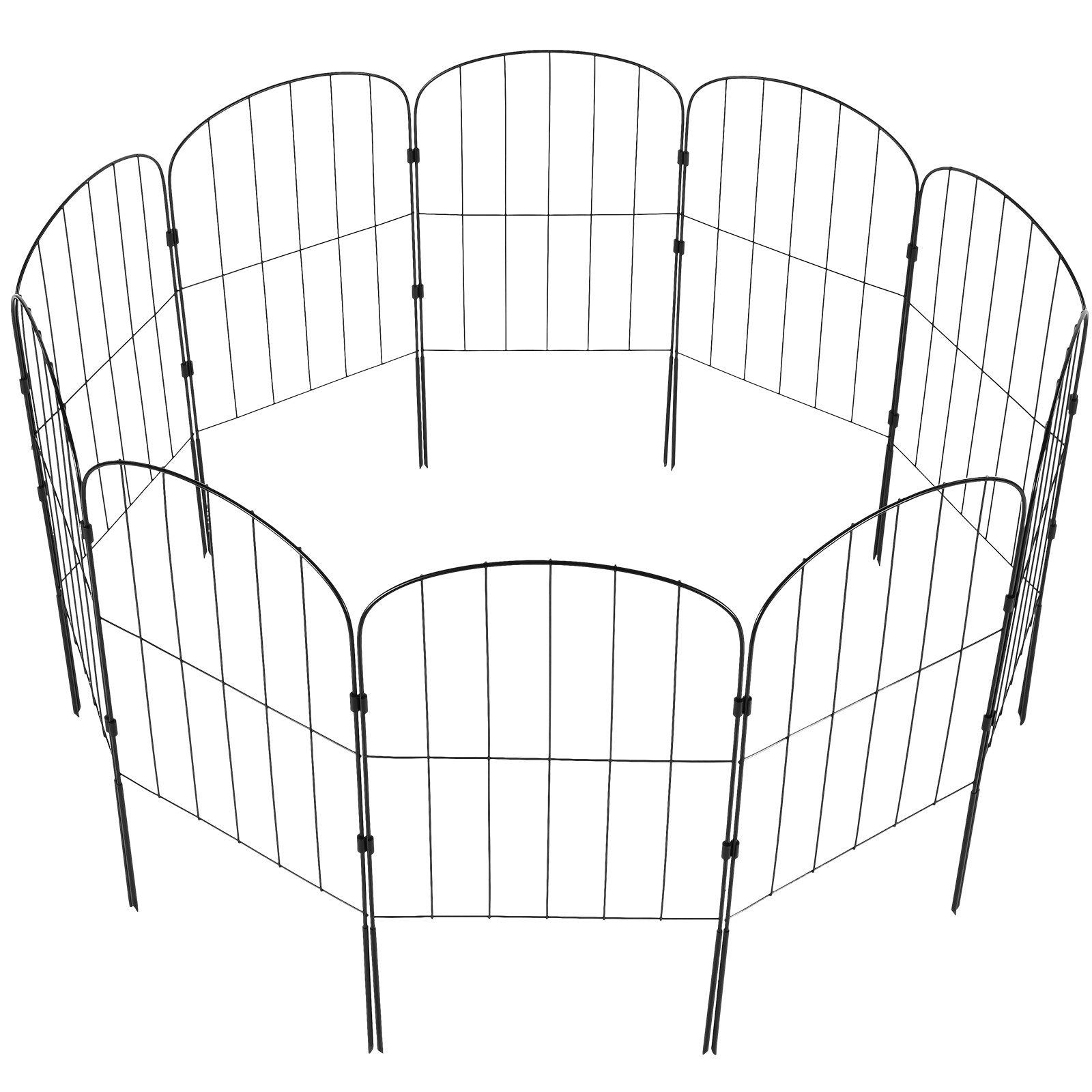 VEVOR Garden Fence, No Dig Fence 24''(H)x13''(L) Animal Barrier Fence, Underground Decorative Garden Fencing with 2 inch Spike Spacing, Metal Dog Fence for the Yard and Outdoor Patio, 10 Pack 