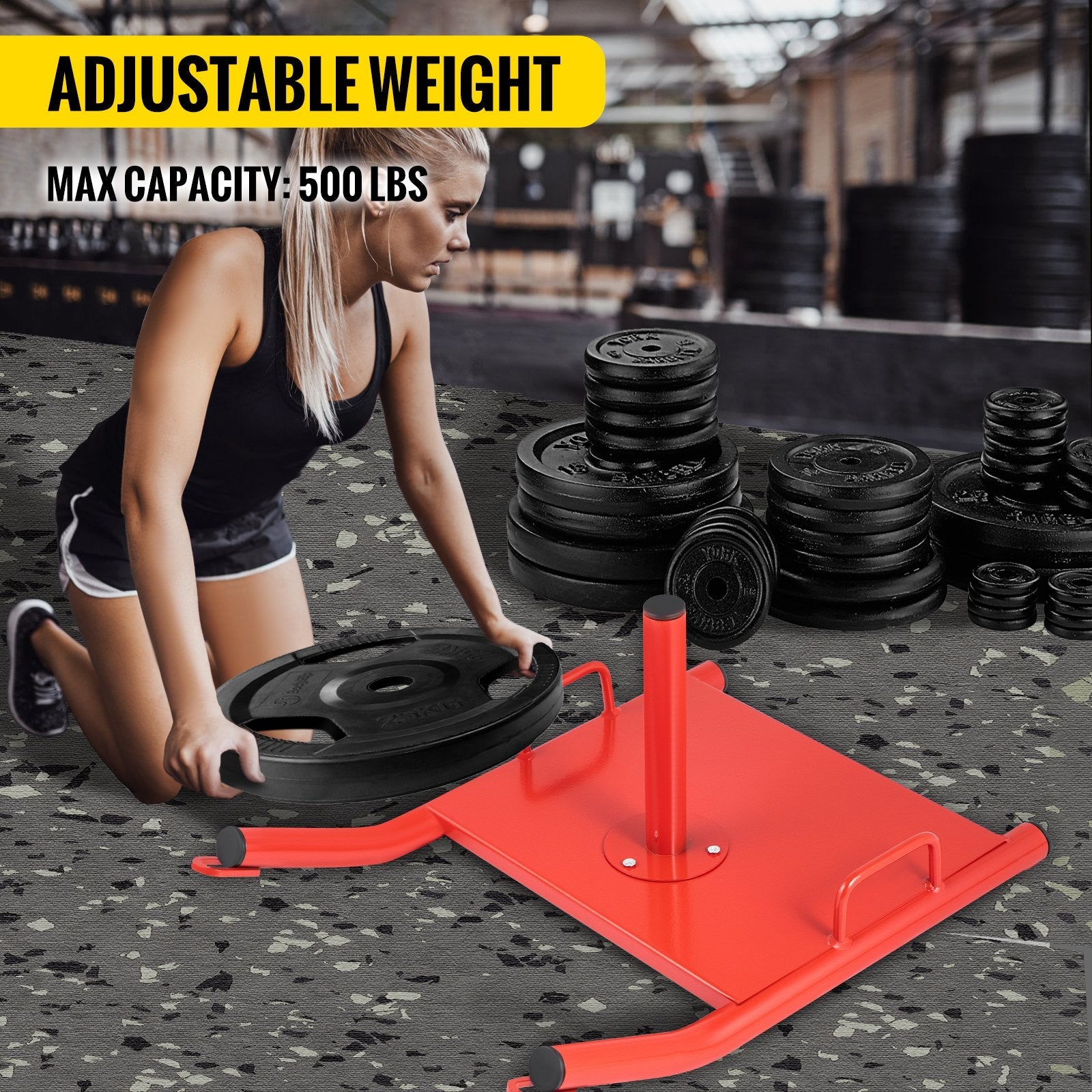 VEVOR Weight Sled Push Pull Heavy High Training Sled Drag Fitness HD Power Speed Training Sled for Athletic Exercise and Fitness Strength Training ( Red ) 