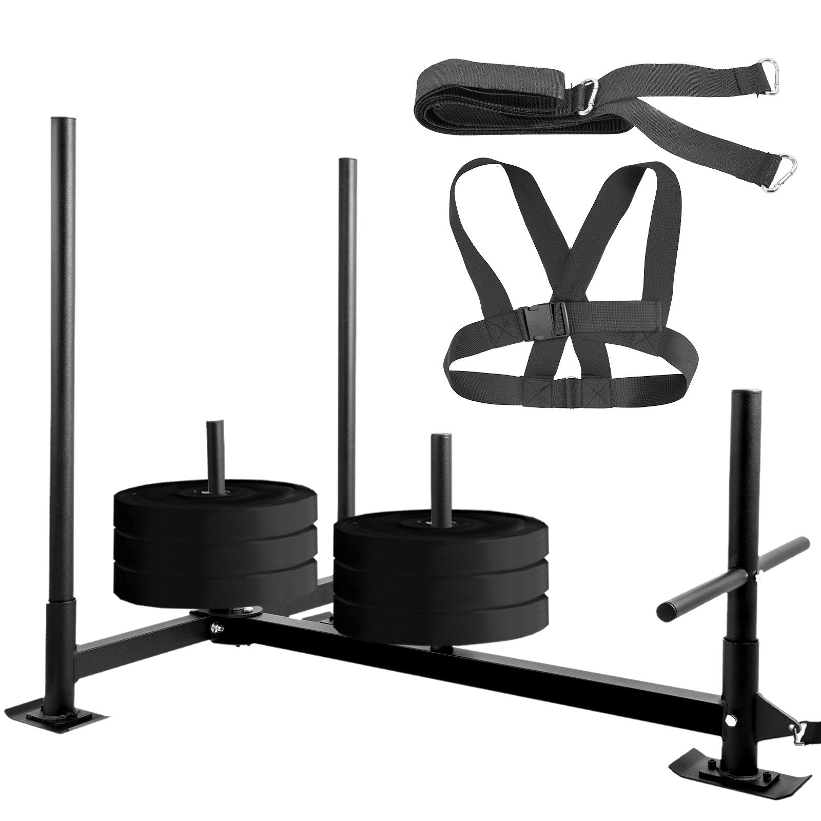VEVOR Fitness Sled Black 44 x 30.5 x 36inch Weight Training Sled Premium Iron with Black Powder Coat Speed Training Sled for Athletic Exercise and Speed Improvement 