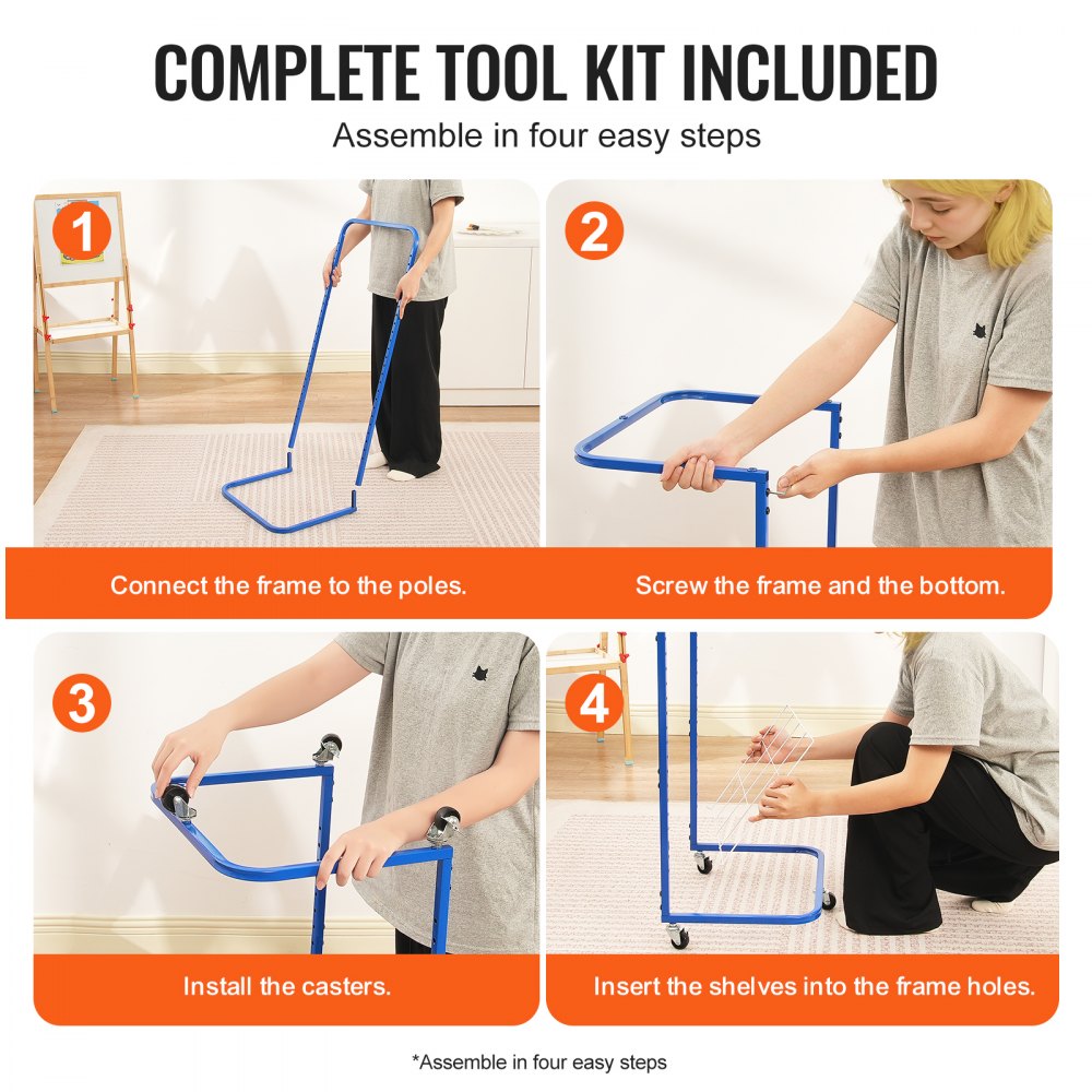 VEVOR Art Drying Rack 25 Removable Shelves Paint Drying Rack With Wheels Blue 