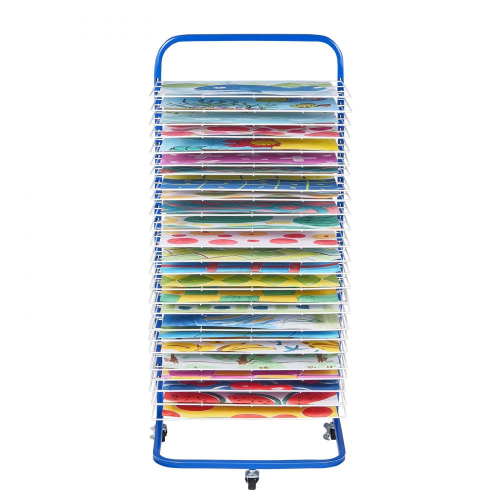 VEVOR Art Drying Rack 25 Removable Shelves Paint Drying Rack With Wheels Blue 