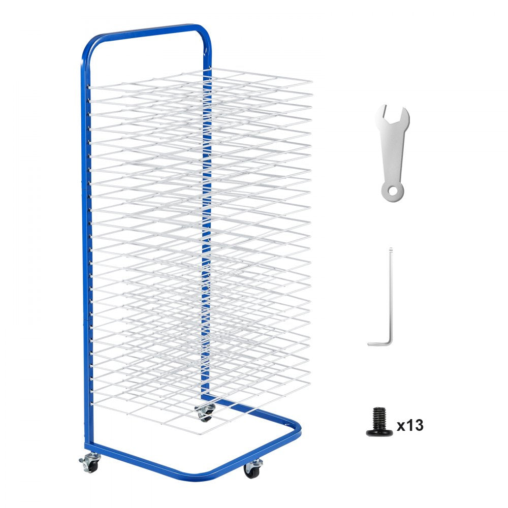 VEVOR Art Drying Rack 25 Removable Shelves Paint Drying Rack With Wheels Blue 