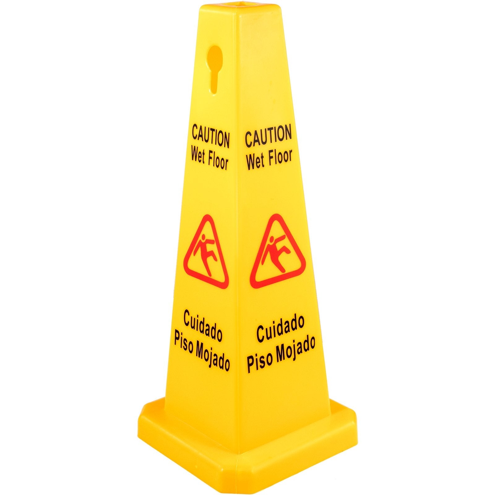 VEVOR 3 Pack Floor Safety Cone Yellow Caution Wet Floor Signs 4 Sided Floor Wet Sign Public Safety Wet Floor Cones Bilingual Wet Sign Floor for Indoors and Outdoors 