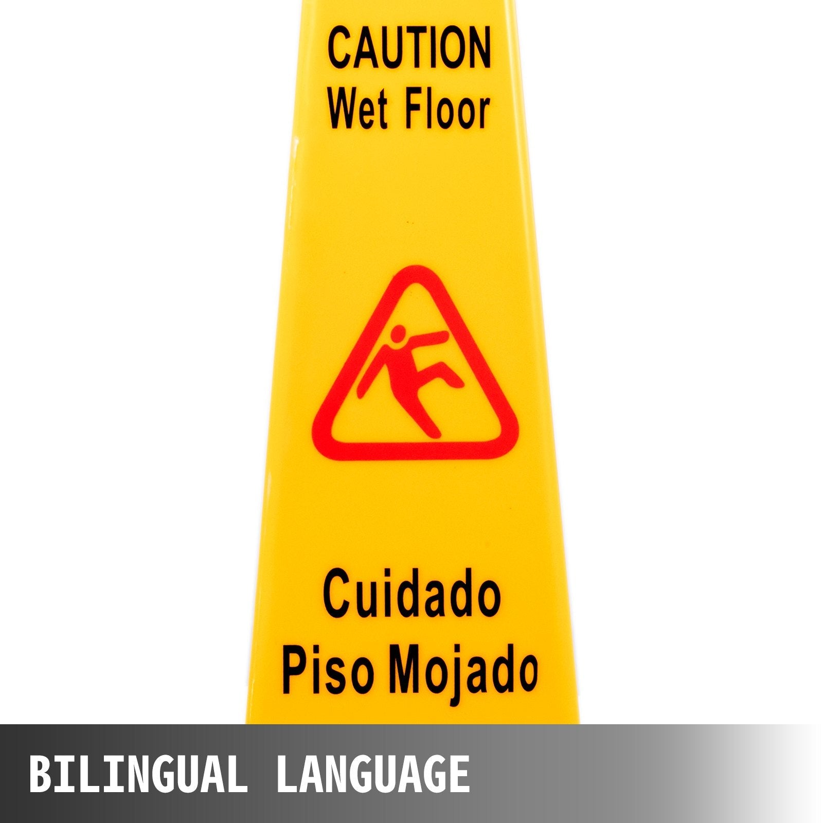 VEVOR 3 Pack Floor Safety Cone Yellow Caution Wet Floor Signs 4 Sided Floor Wet Sign Public Safety Wet Floor Cones Bilingual Wet Sign Floor for Indoors and Outdoors 