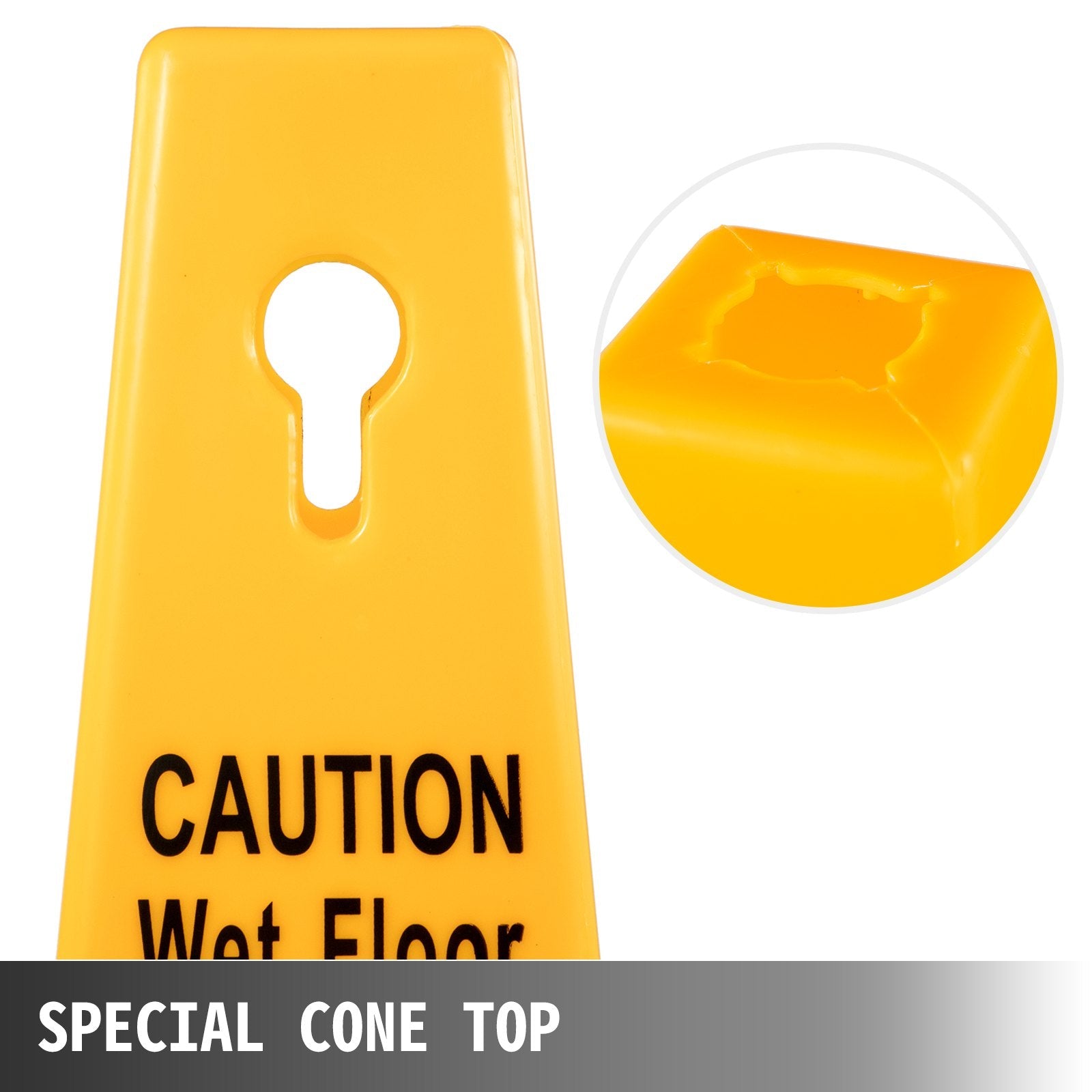 VEVOR 3 Pack Floor Safety Cone Yellow Caution Wet Floor Signs 4 Sided Floor Wet Sign Public Safety Wet Floor Cones Bilingual Wet Sign Floor for Indoors and Outdoors 