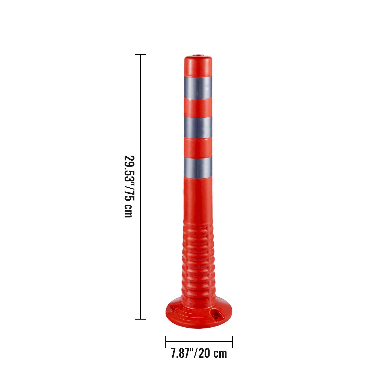 VEVOR Traffic Delineator, 6 PCS Posts Channelizer Cone, Delineator Post Kit 30” in Height, PU Traffic Post, Orange Safety Cones, Portable Spring Posts with Base, Barrier Cones with Reflective Bands 