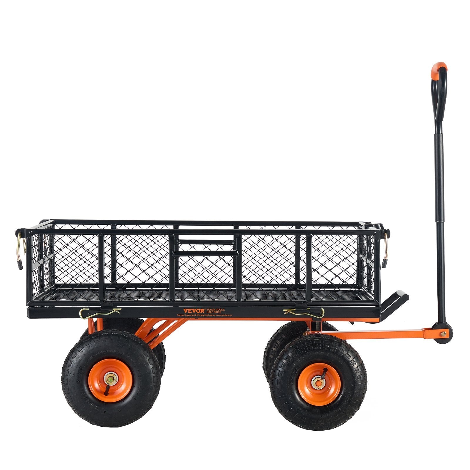 VEVOR Dump Cart, Metal Garden Dump Cart with Easy to Assemble Frame, Dump Wagon with 2-in-1 Convertible Handle, Utility Wheelbarrow 400 lbs Capacity, 10 inch Tires 