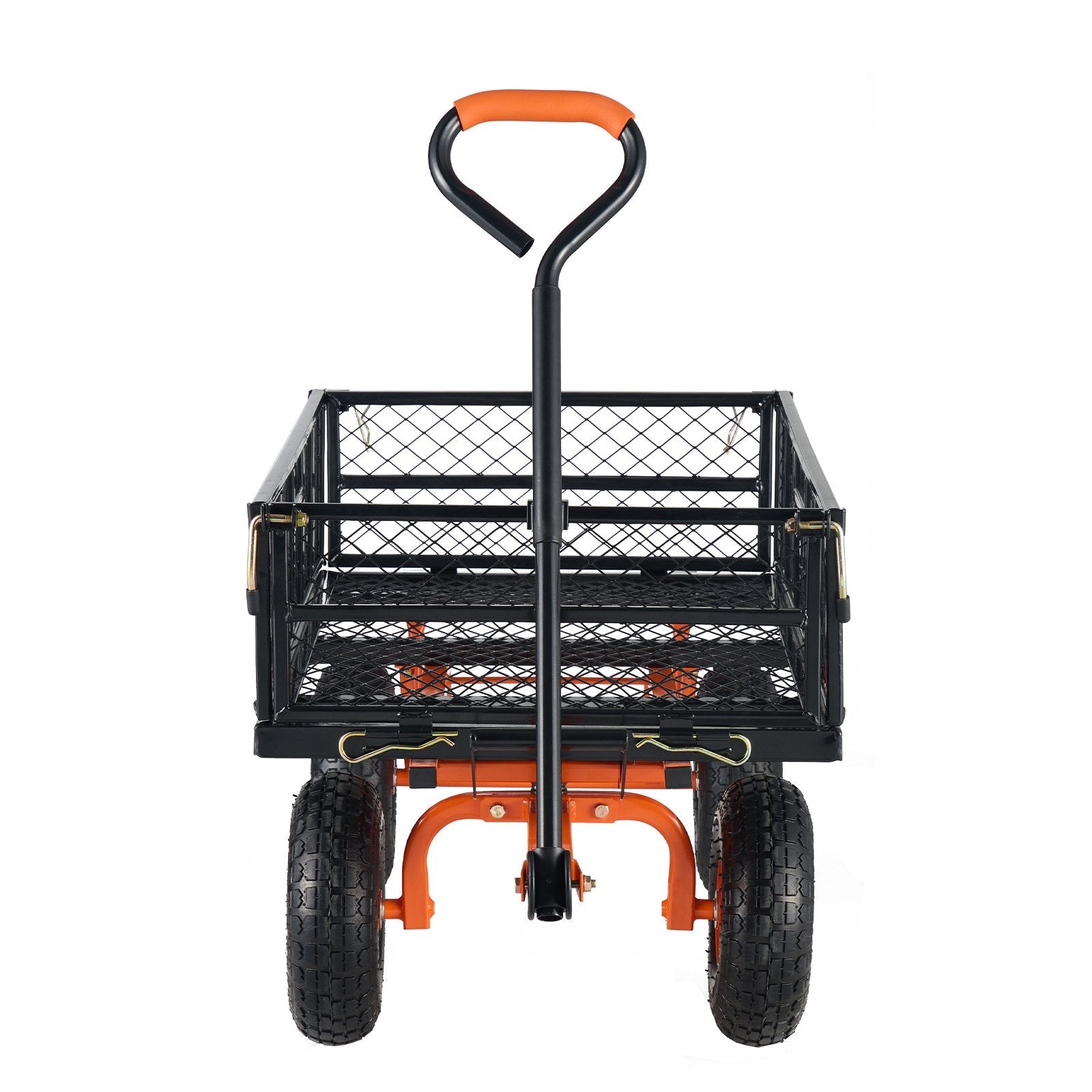 VEVOR Dump Cart, Metal Garden Dump Cart with Easy to Assemble Frame, Dump Wagon with 2-in-1 Convertible Handle, Utility Wheelbarrow 400 lbs Capacity, 10 inch Tires 