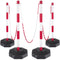 VEVOR Plastic Stanchion, 4pcs Chain Stanchion, Plastic Stanchion Kit w/ 32ft Chain 8 S-Hooks, PE Plastic White Stanchion for Warning/Crowd Control at Parking Lot, Construction Lot, Driveway Elevator