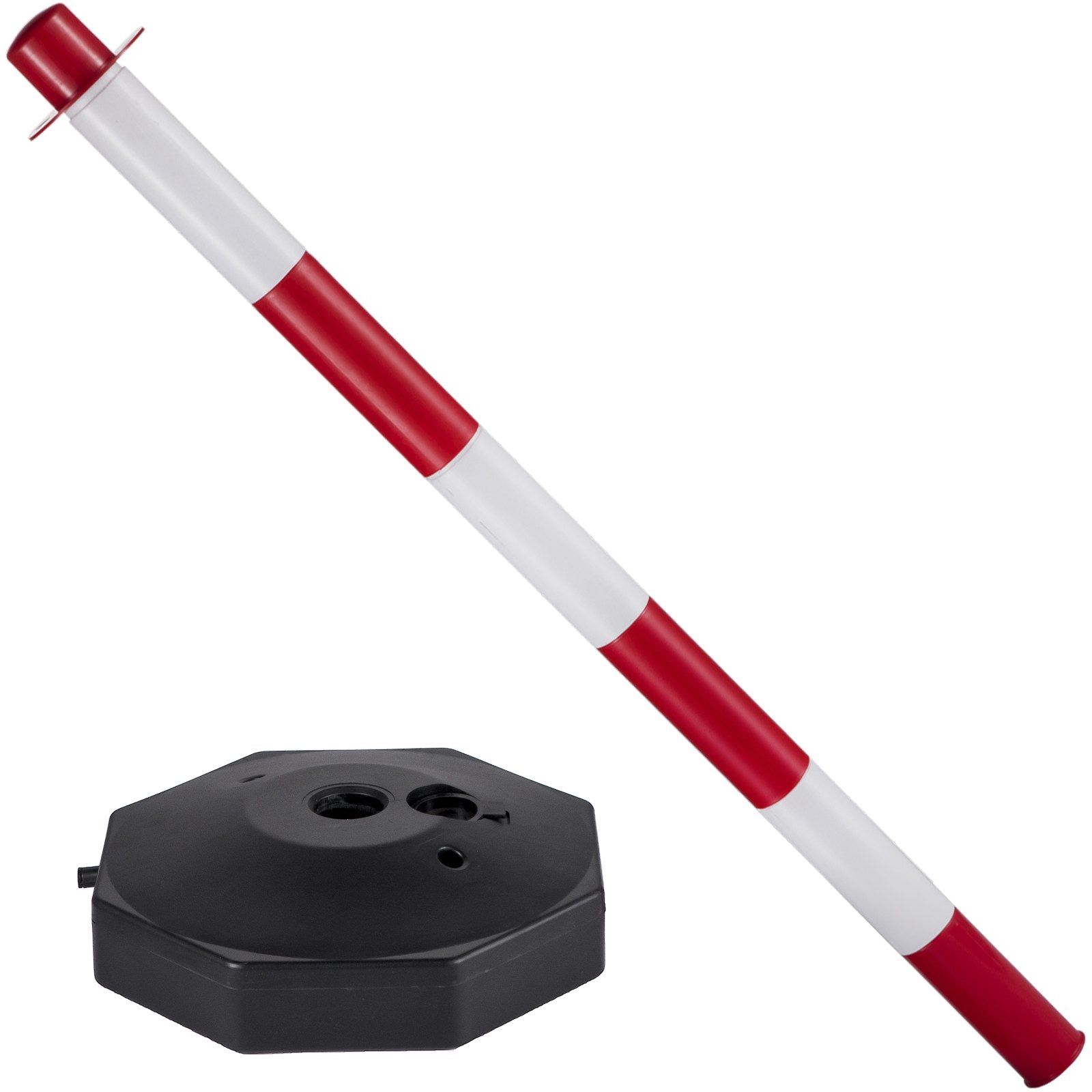 VEVOR Plastic Stanchion, 4pcs Chain Stanchion, Plastic Stanchion Kit w/ 32ft Chain 8 S-Hooks, PE Plastic White Stanchion for Warning/Crowd Control at Parking Lot, Construction Lot, Driveway Elevator 