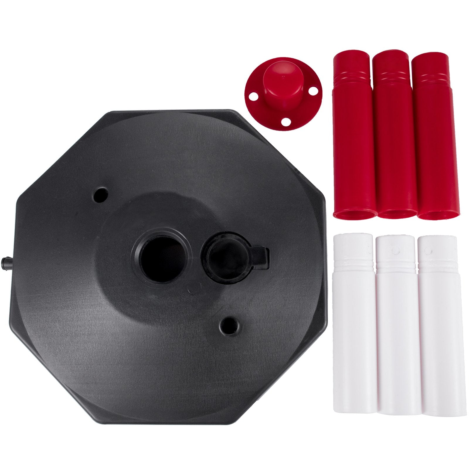 VEVOR Plastic Stanchion, 4pcs Chain Stanchion, Plastic Stanchion Kit w/ 32ft Chain 8 S-Hooks, PE Plastic White Stanchion for Warning/Crowd Control at Parking Lot, Construction Lot, Driveway Elevator 