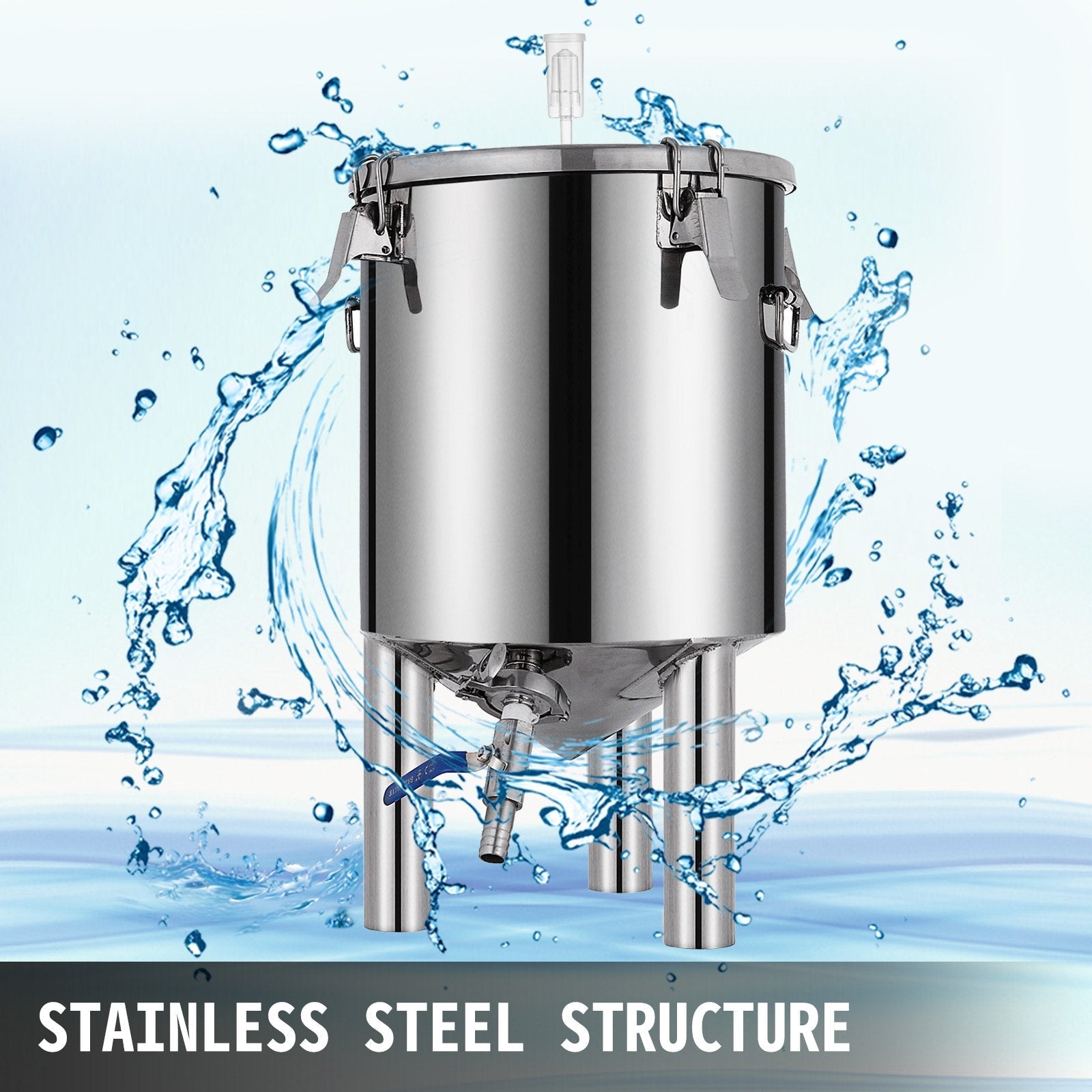 VEVOR 7 Gallon Home Brewing Chronical Fermenter Stainless Steel Brew Bucket Fermenter with Conical Base 