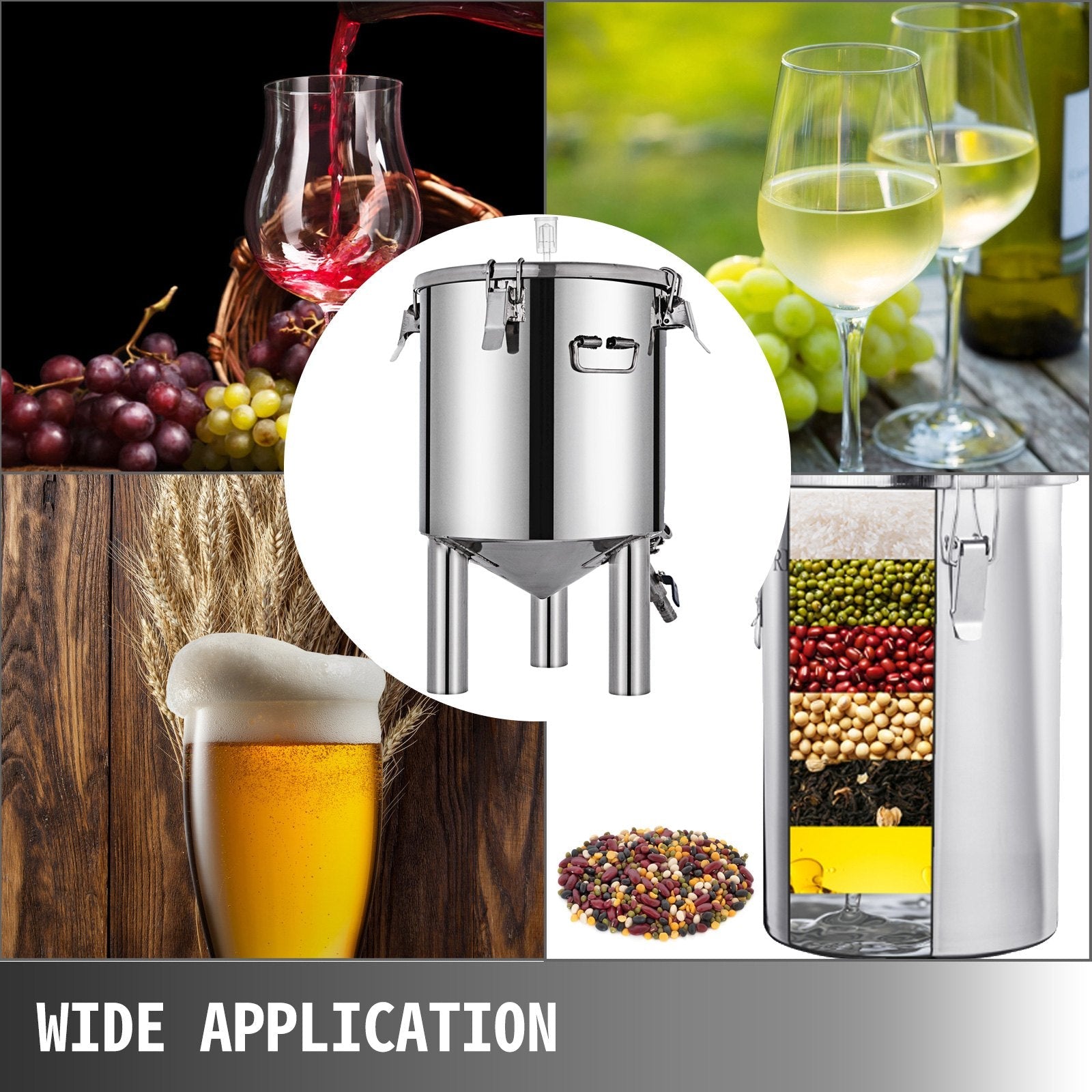 VEVOR 7 Gallon Home Brewing Chronical Fermenter Stainless Steel Brew Bucket Fermenter with Conical Base 