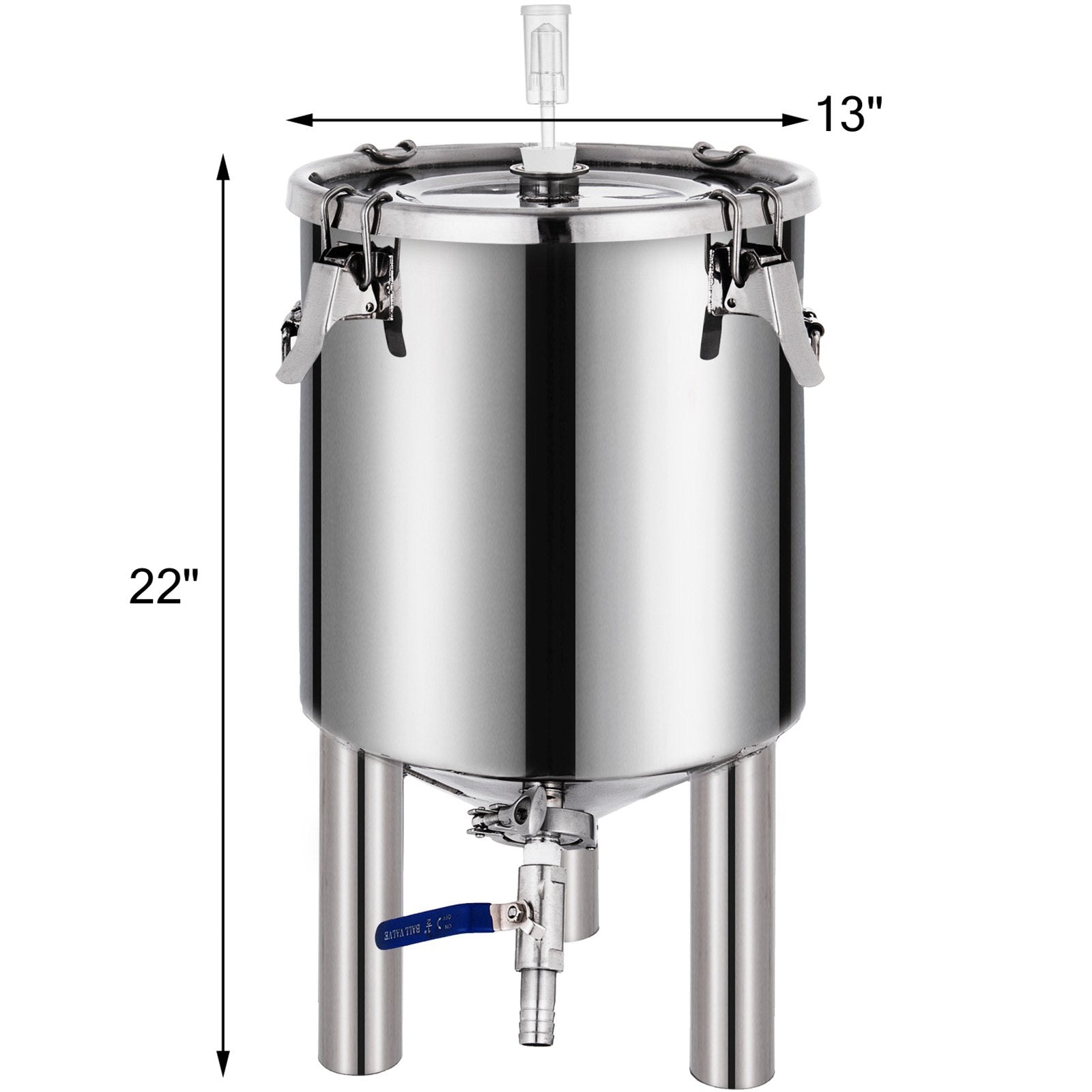 VEVOR 7 Gallon Home Brewing Chronical Fermenter Stainless Steel Brew Bucket Fermenter with Conical Base 