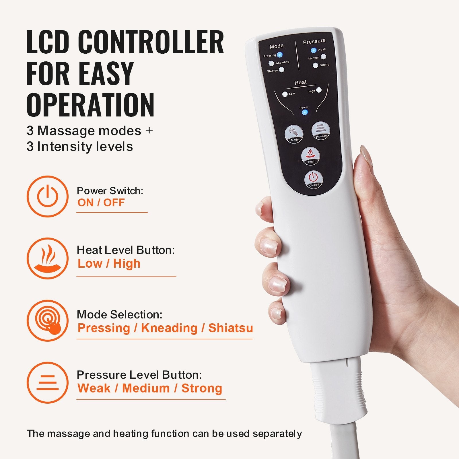 VEVOR Full Leg Massager, Air Compression Leg Massager for Foot Calf Thigh Knee, 2 Knee Heating Levels, 3 Modes & 3 Intensities, Leg Compression Massage Boots for Circulation, Swelling and Pain Relief 