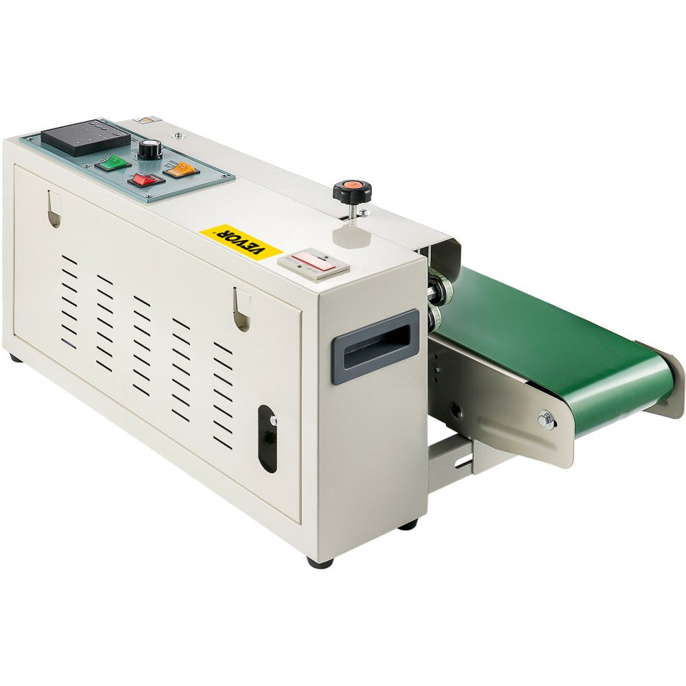 VEVOR Continuous Bag Band Sealing Machine FR900K Band Sealer Machine with Digital Temperature Control Horizontal Bag Sealer for 0.02-0.08 mm Plastic Bags Continuous Band Sealer w/ Printing Function 