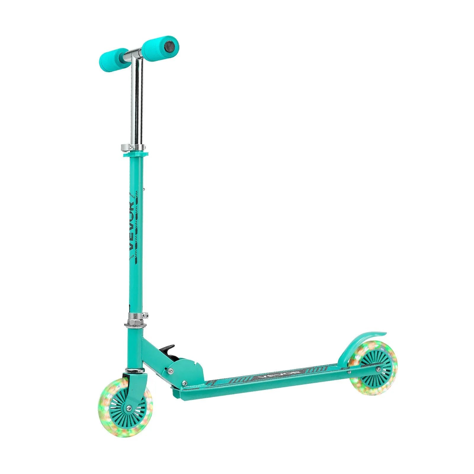 VEVOR Kick Scooter for Kids Ages 3+, 2-Wheel Toddler Scooter with Light-Up Wheels, Adjustable Height Handlebar, Wide Anti-Slip Deck, Foldable Lightweight Frame for Boys & Girls up to 110 lbs, Green 