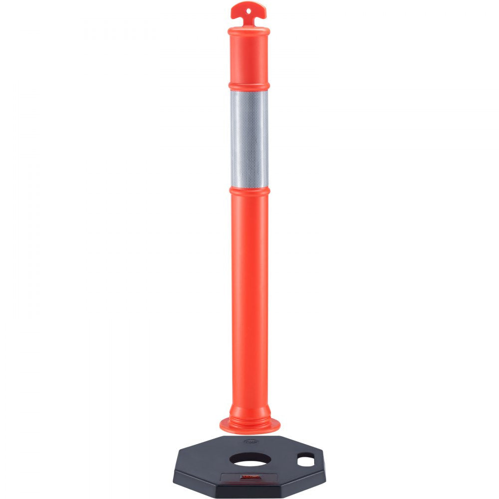 VEVOR Traffic Delineator Post Cones, 2 Pack, Traffic Safety Delineator Barrier with 16.93 x 16.93 in Rubber Base, for Traffic Control Warning Outdoor Indoor Use Parking Lot Construction Caution Roads 