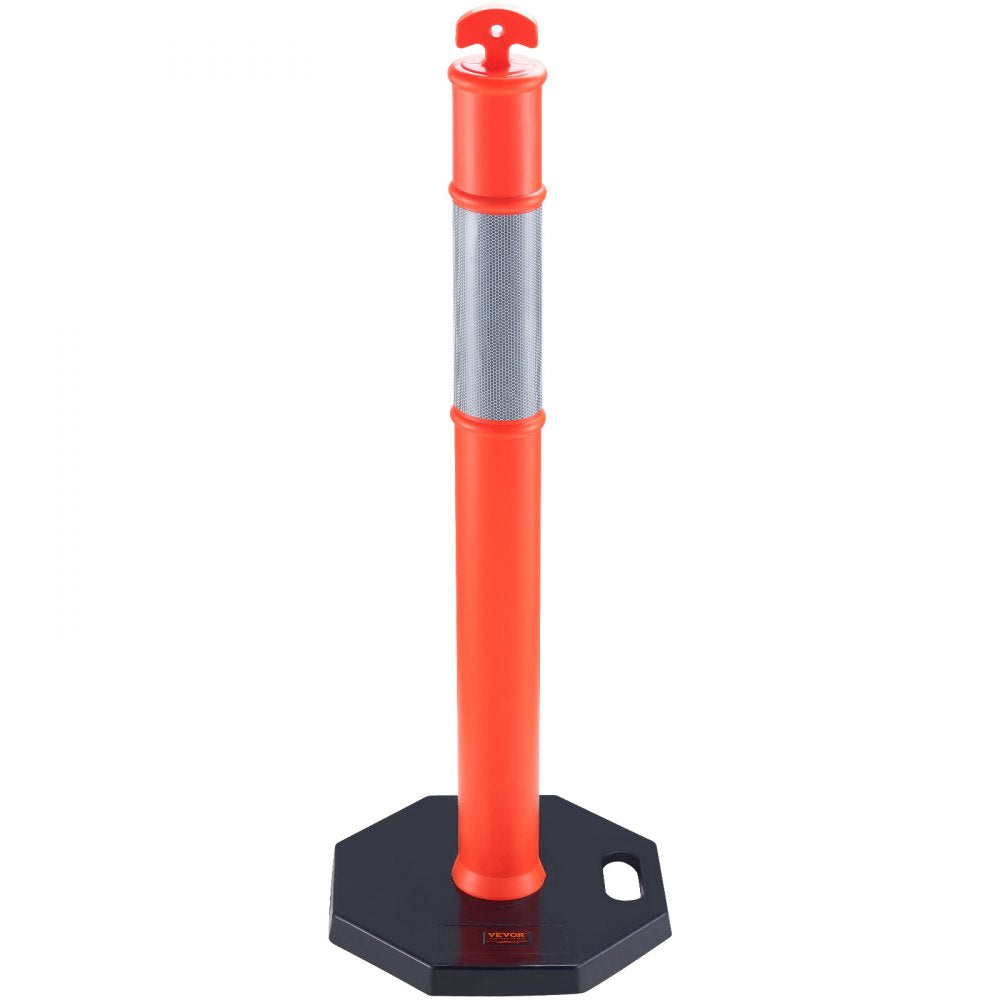 VEVOR Traffic Delineator Post Cones, 2 Pack, Traffic Safety Delineator Barrier with 16.93 x 16.93 in Rubber Base, for Traffic Control Warning Outdoor Indoor Use Parking Lot Construction Caution Roads 