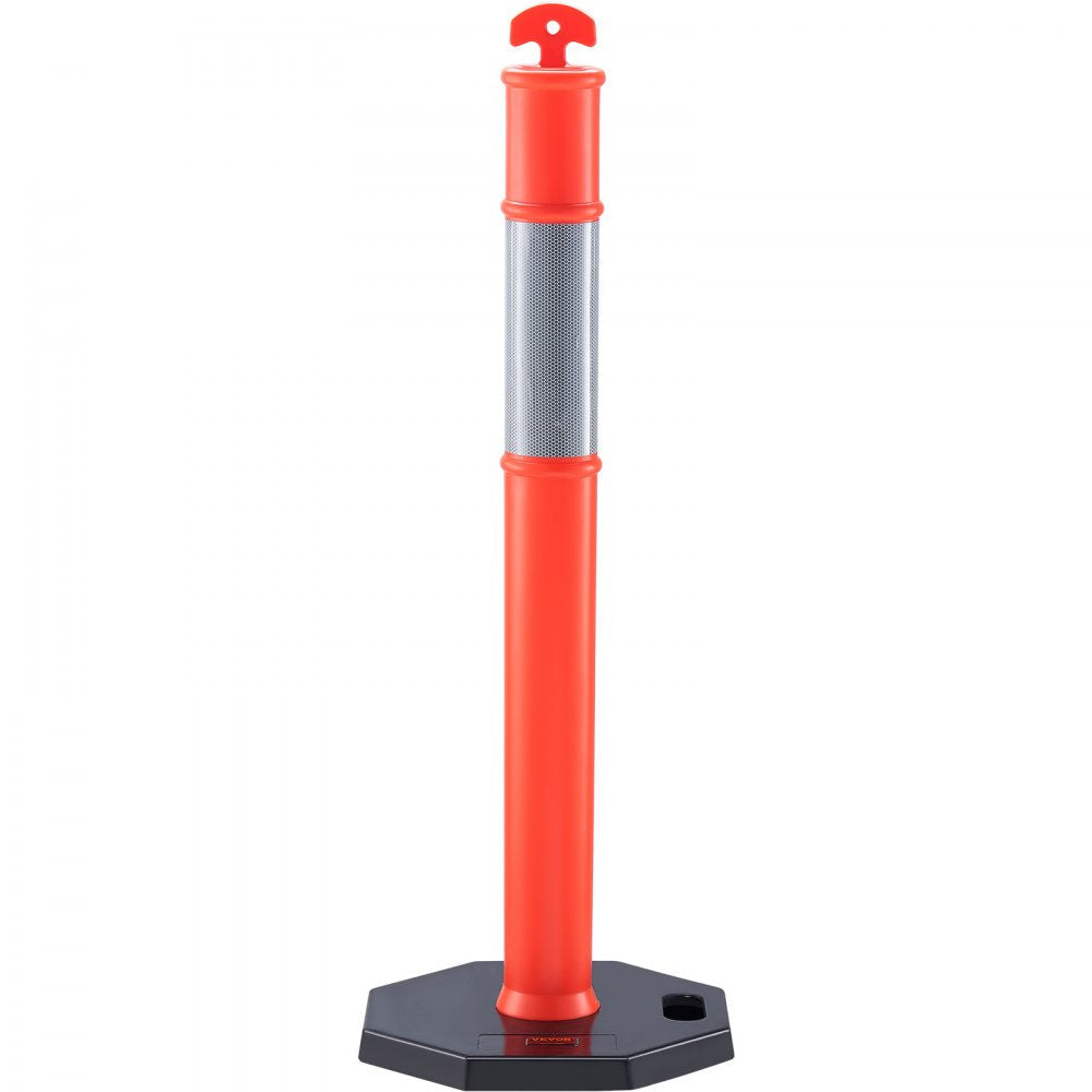 VEVOR Traffic Delineator Post Cones, 2 Pack, Traffic Safety Delineator Barrier with 16.93 x 16.93 in Rubber Base, for Traffic Control Warning Outdoor Indoor Use Parking Lot Construction Caution Roads 