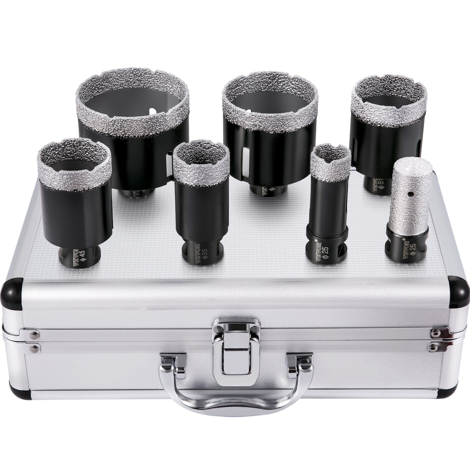 VEVOR Diamond Drill Bits 6/8/10/13/19/25/32/51 mm Diamond Hole Saw Brazed Tile 0.59in Segment Finger Bit SDS Tile Hole Saw Kit with a Blade for Tile Ceramic Porcelain Marbl 5/8\"-11 Female Thread 