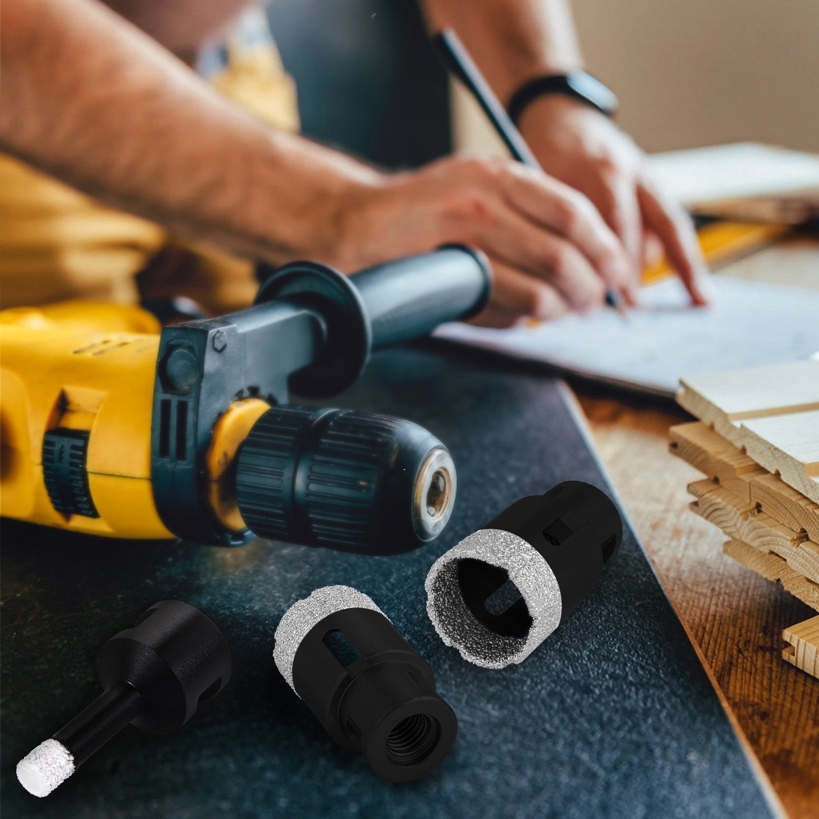 VEVOR Diamond Drill Bits 6/8/10/13/19/25/32/51 mm Diamond Hole Saw Brazed Tile Hole Saw Kit 0.59in Segment Diamond Drill Bit Finger Bit SDS Tile Hole Saw with a Blade for Tile Ceramic Porcelain Marbl 