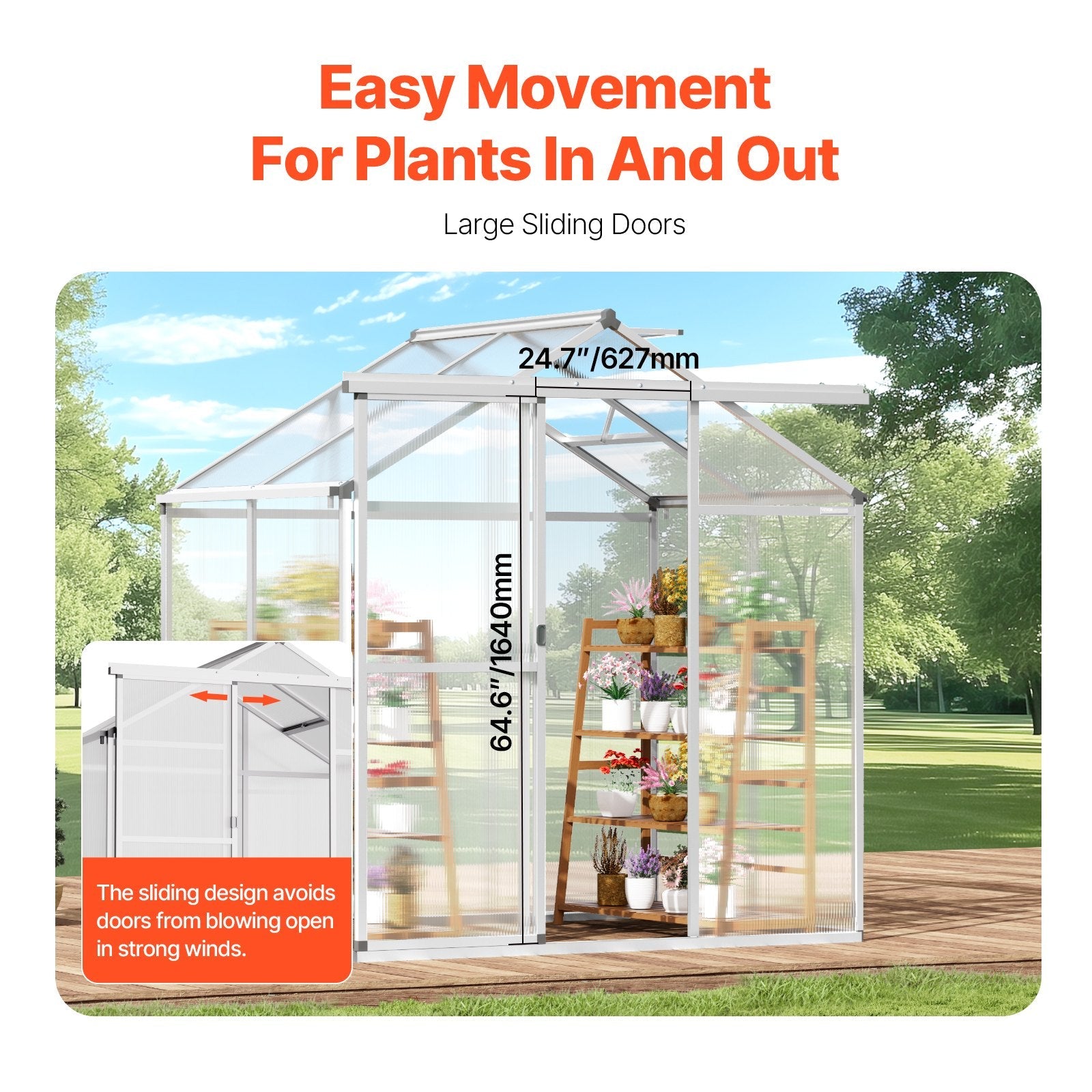 VEVOR Polycarbonate Greenhouse 6 x 4 Ft Outdoor Walk-in Greenhouse for Garden 