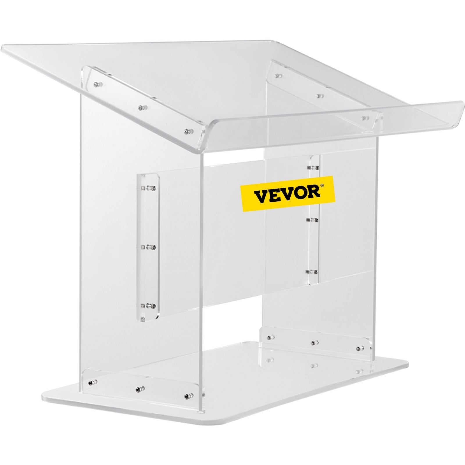 VEVOR Tabletop Acrylic Podium 19.5" Tall Plexiglass Podium 27"x13.7" Table Acrylic Pulpits for Churches Slanted Surface with Lip for Book Holder Clear Lectern for Lecture Recital Speech & Presentation 