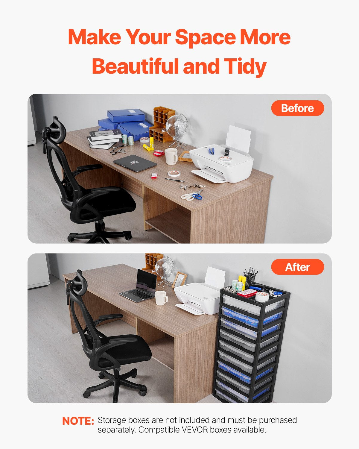 Plastic Storage Organizer 10-Tier Large Capacity with Organizer Top Black Frame 
