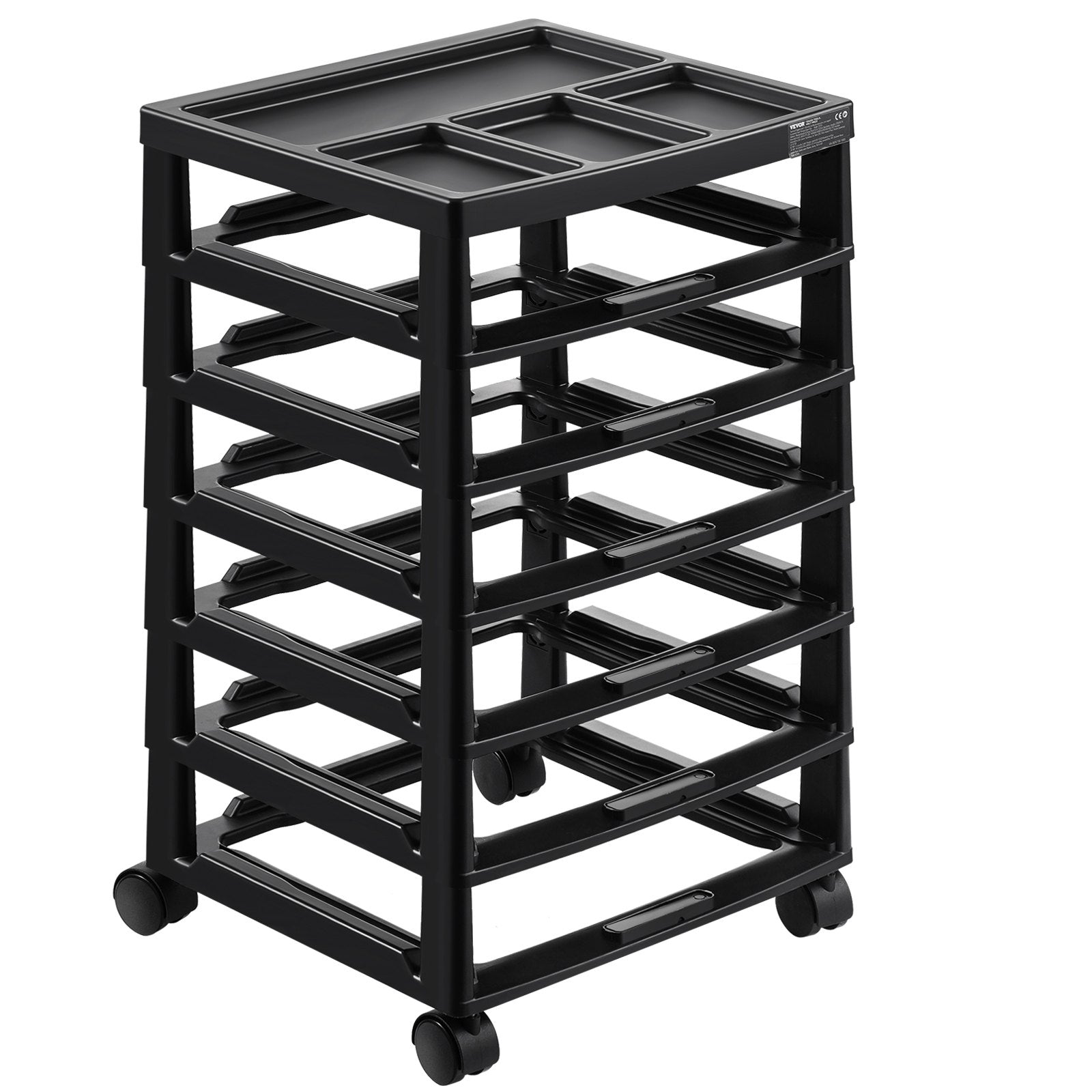 Scrapbook Rolling Storage Cart 6-Tier Large Capacity with Organizer Top Black 