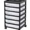 Scrapbook Rolling Storage Cart 6-Tier Large Capacity with 6 Clear Cases Black