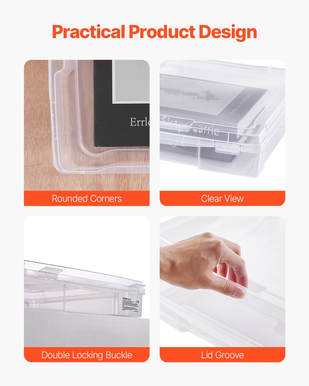 Scrapbook Paper Storage 6 Pack Stackable Plastic Board Game Boxes Clear Case 