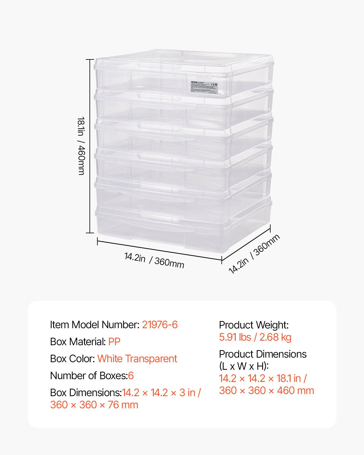 Scrapbook Paper Storage 6 Pack Stackable Plastic Board Game Boxes Clear Case 