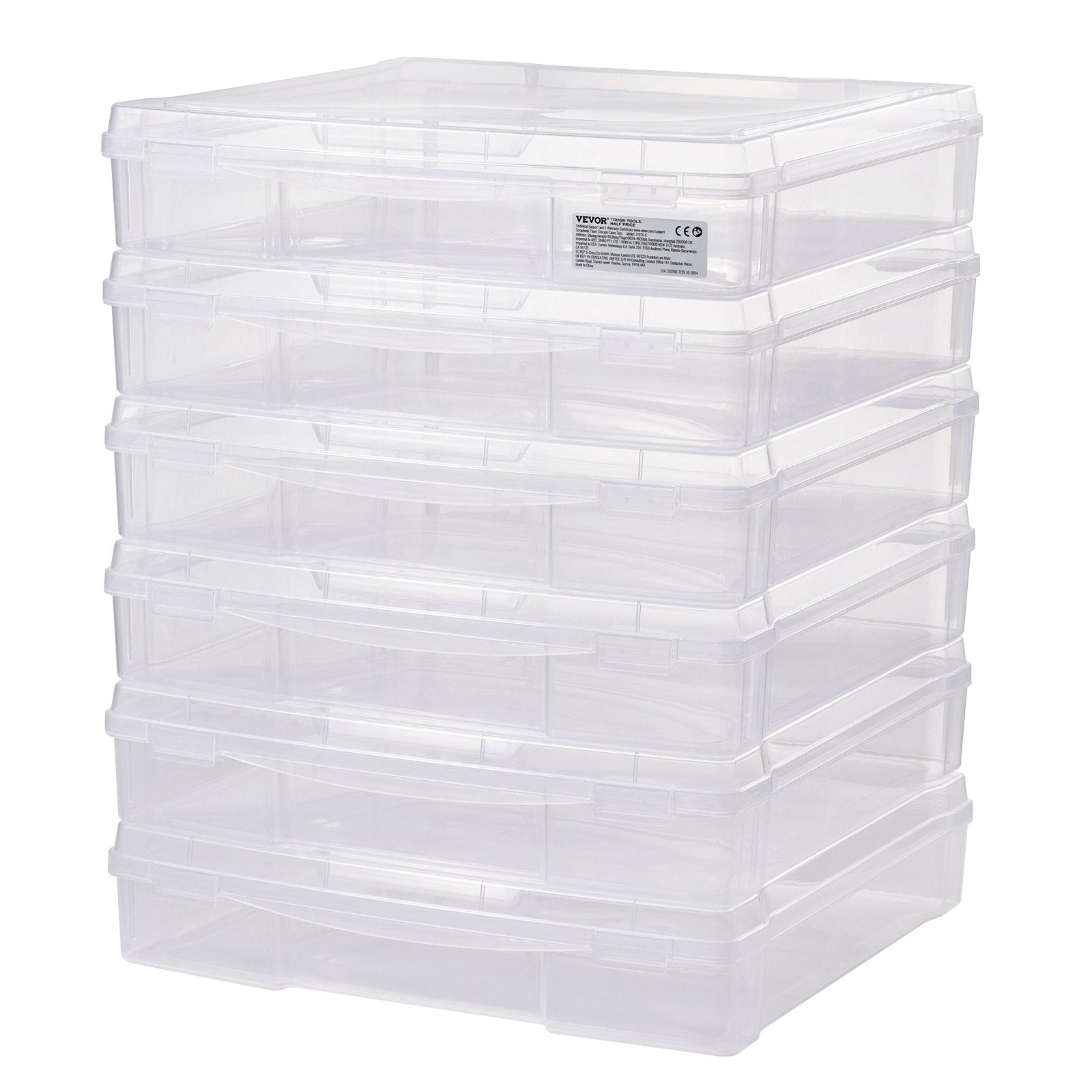 Scrapbook Paper Storage 6 Pack Stackable Plastic Board Game Boxes Clear Case 