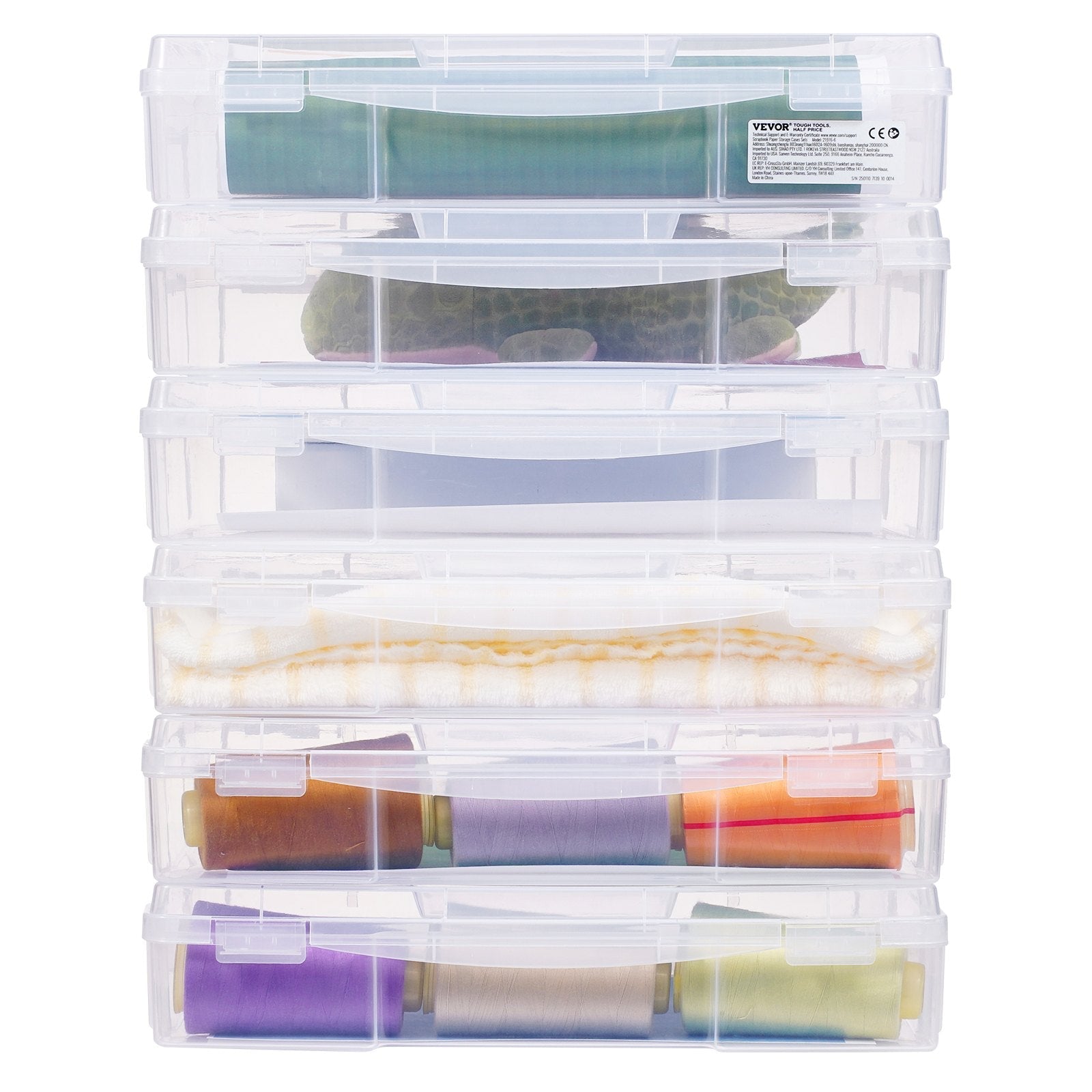 Scrapbook Paper Storage 6 Pack Stackable Plastic Board Game Boxes Clear Case 