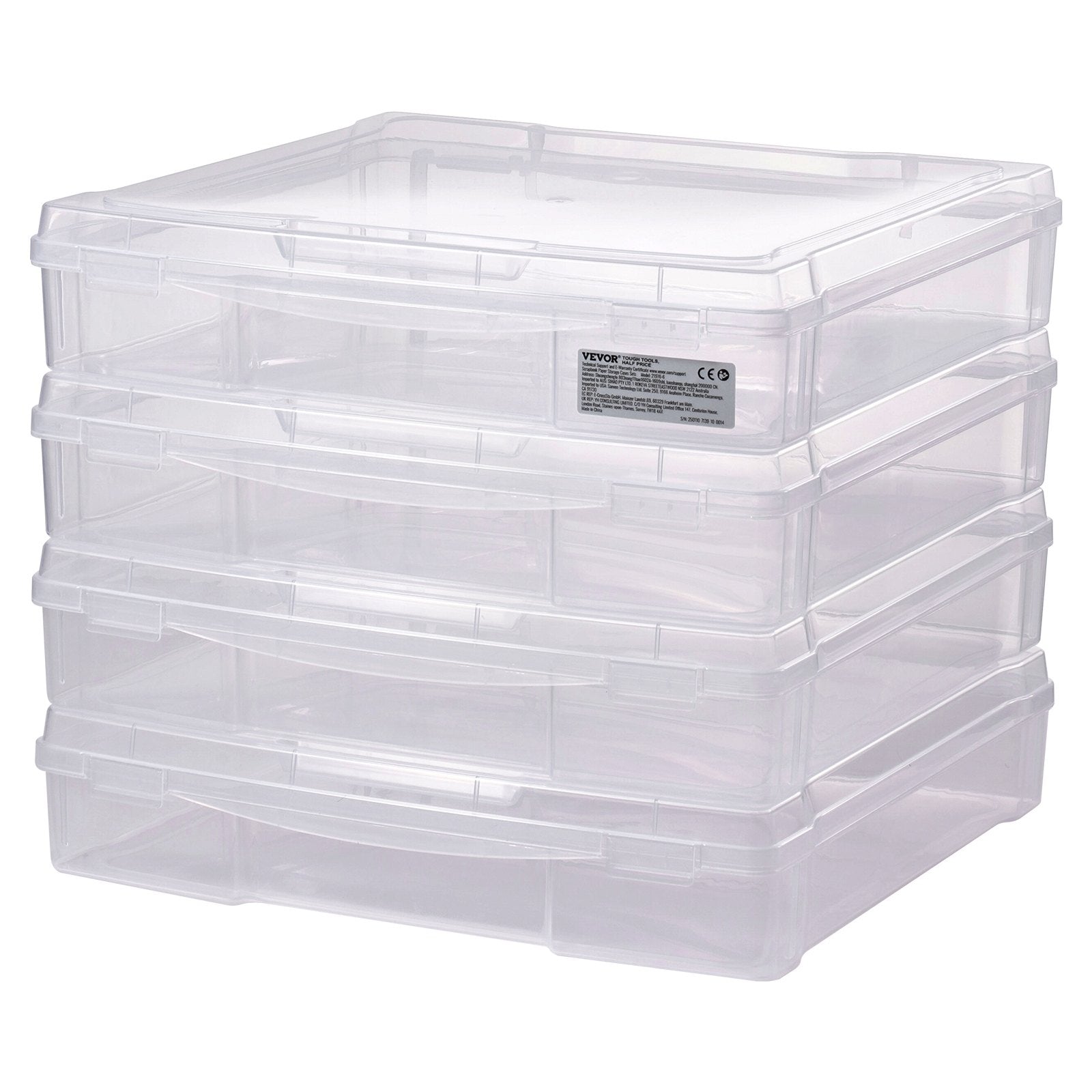 Scrapbook Paper Storage 4 Pack Stackable Plastic Board Game Boxes Clear Case 