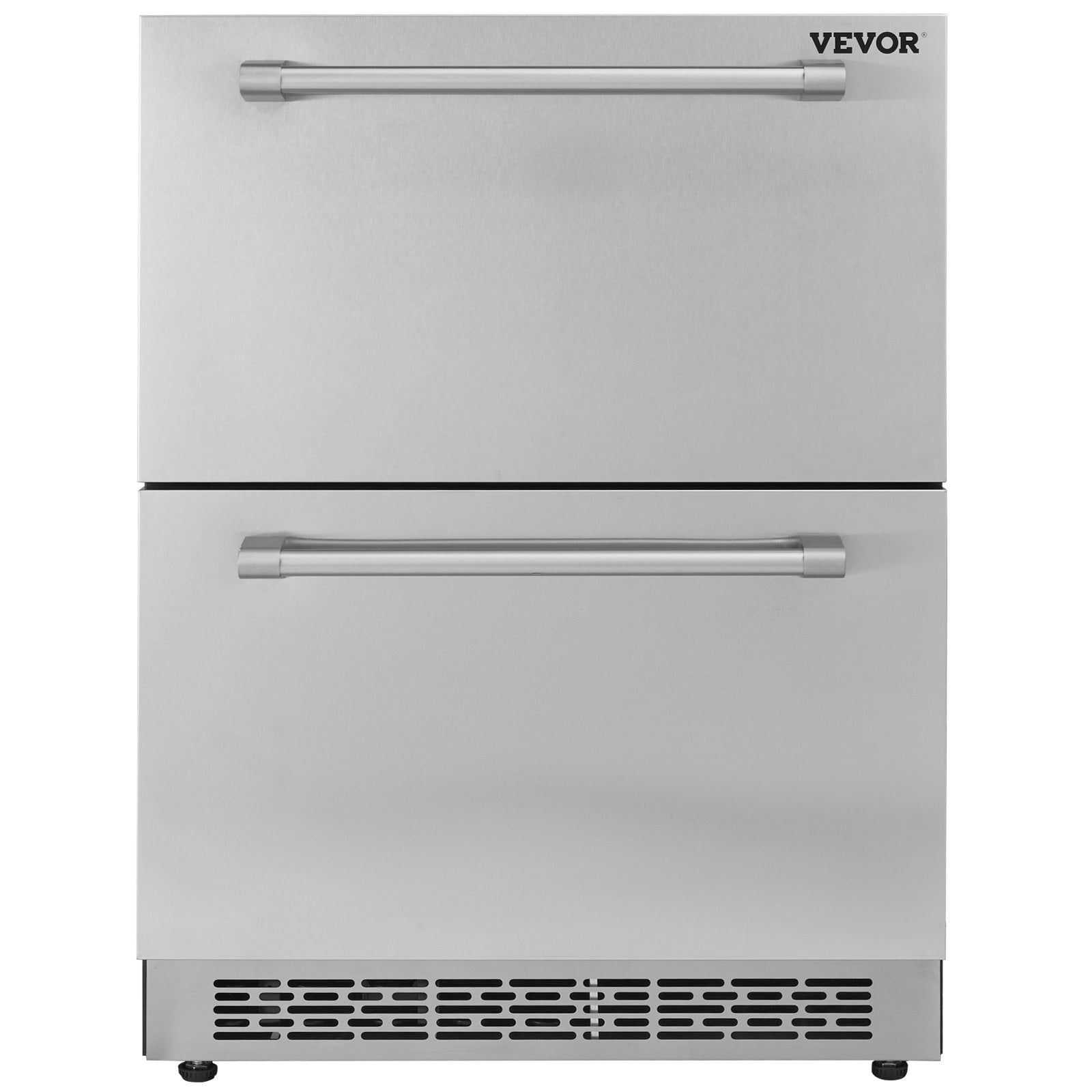 VEVOR 24 inch Undercounter Refrigerator, 2 Drawer Refrigerator with Different Temperature, 4.87 Cu.ft. Capacity, Waterproof Indoor and Outdoor Under Counter Freezer Fridge for Home and Commercial Use 