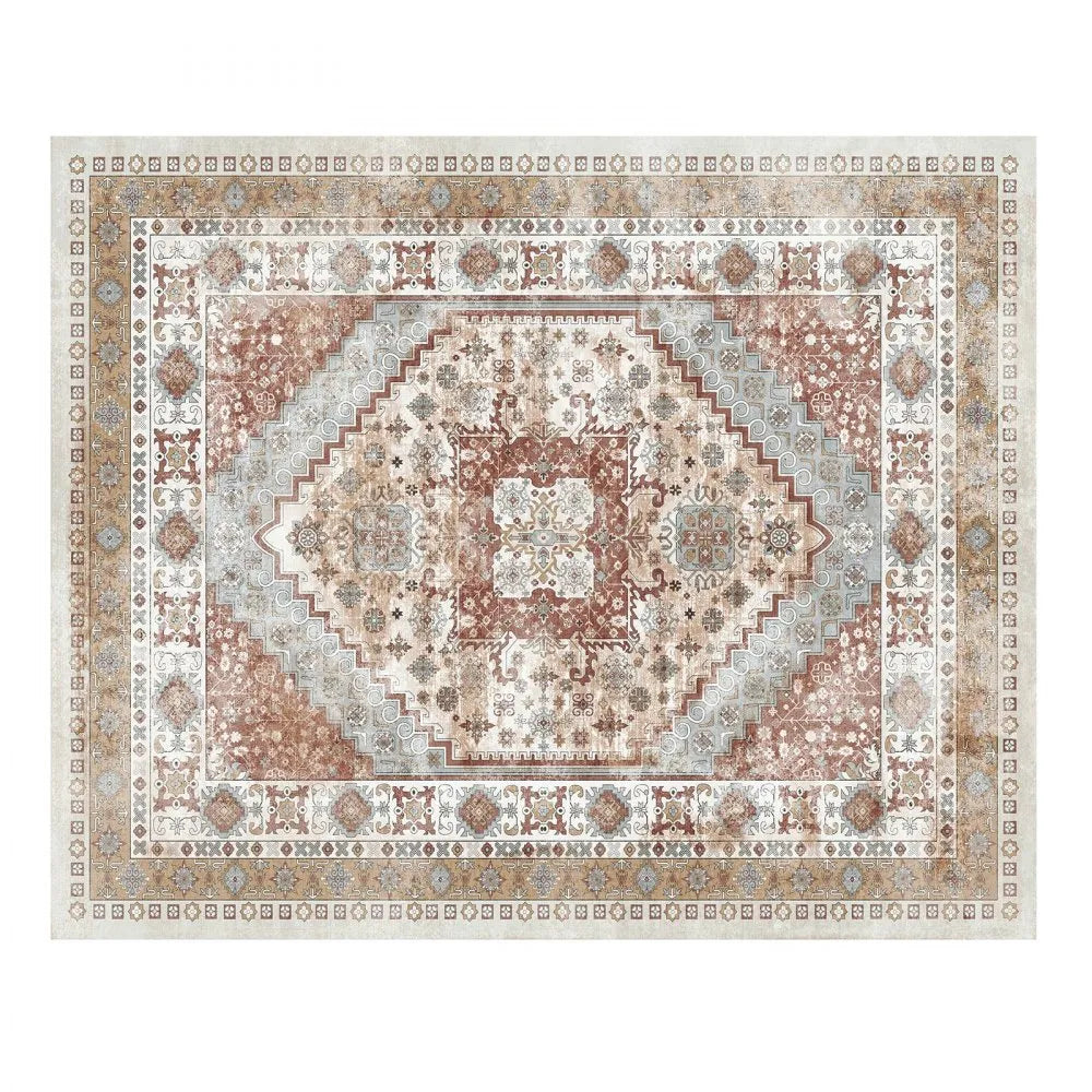 VEVOR Large Area Rug 8 x 10 ft Anti-Skid Indoor Floor Mat Vintage Brown Red
