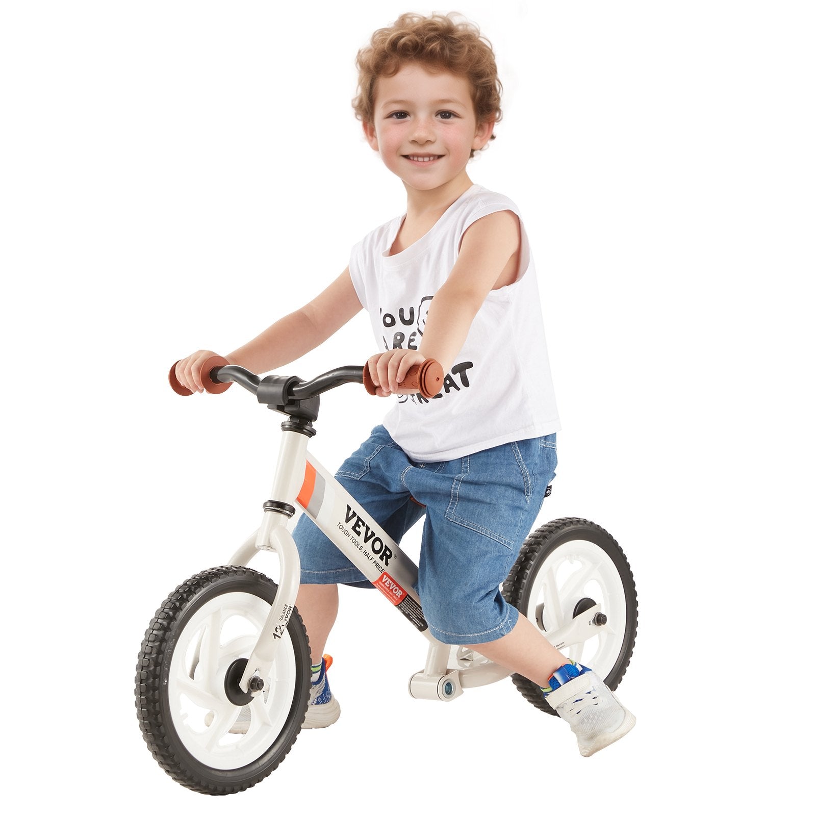 VEVOR Toddler Balance Bike, Carbon Steel Balance Bicycle for Kids with Adjustable Seat & Handlebar, 12" EVA Foam Tires, No Pedal Balance Bicycle Gift for 1-5 Years Boys Girls, 55LBS Support 