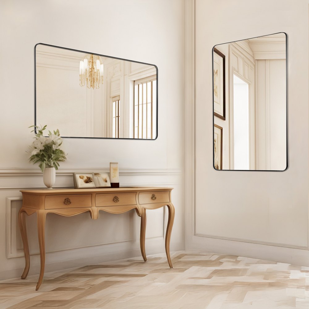 VEVOR Square Wall Mounted Mirror 24" x 36" Mirror with Aluminium Alloy Frame 