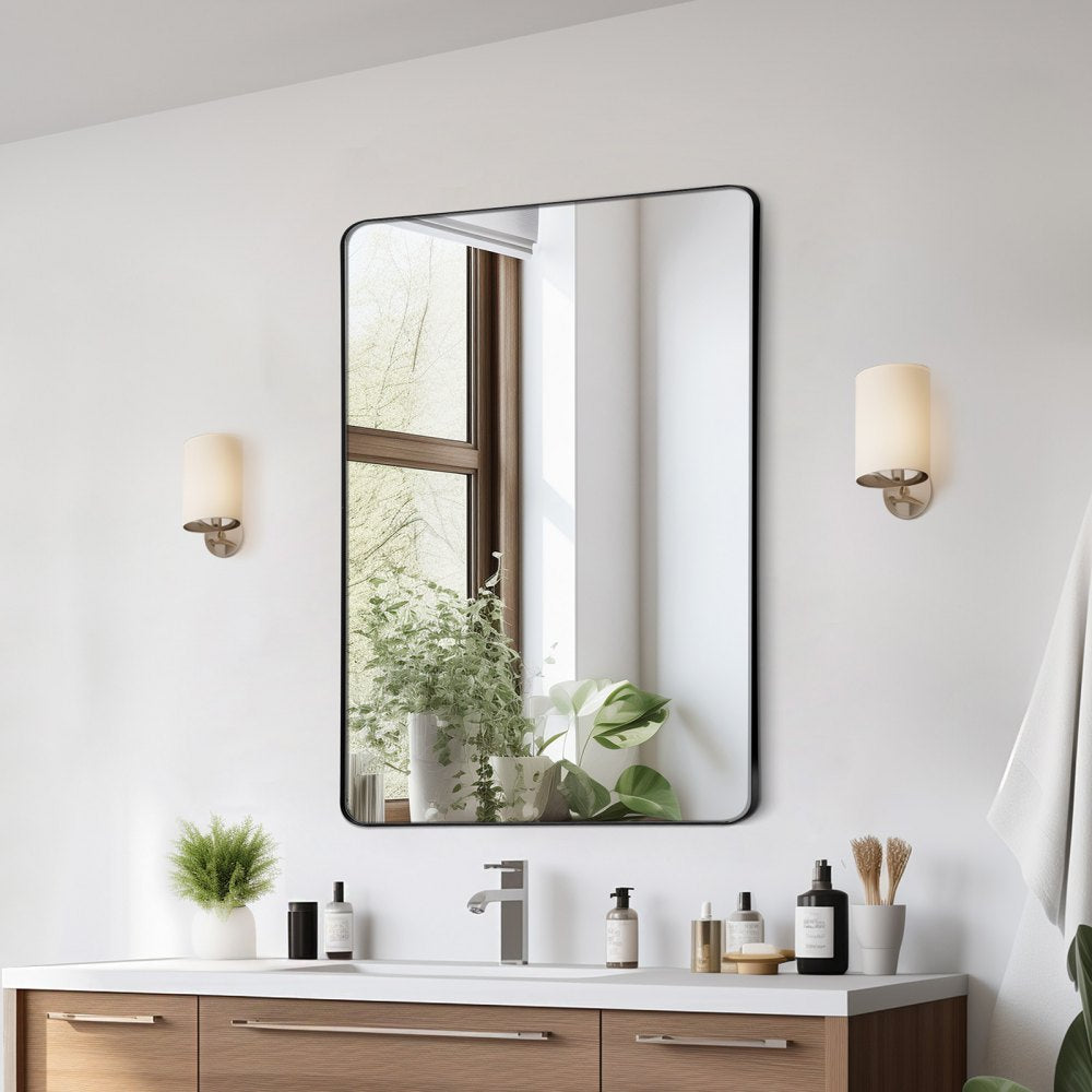VEVOR Square Wall Mounted Mirror 24" x 36" Mirror with Aluminium Alloy Frame 