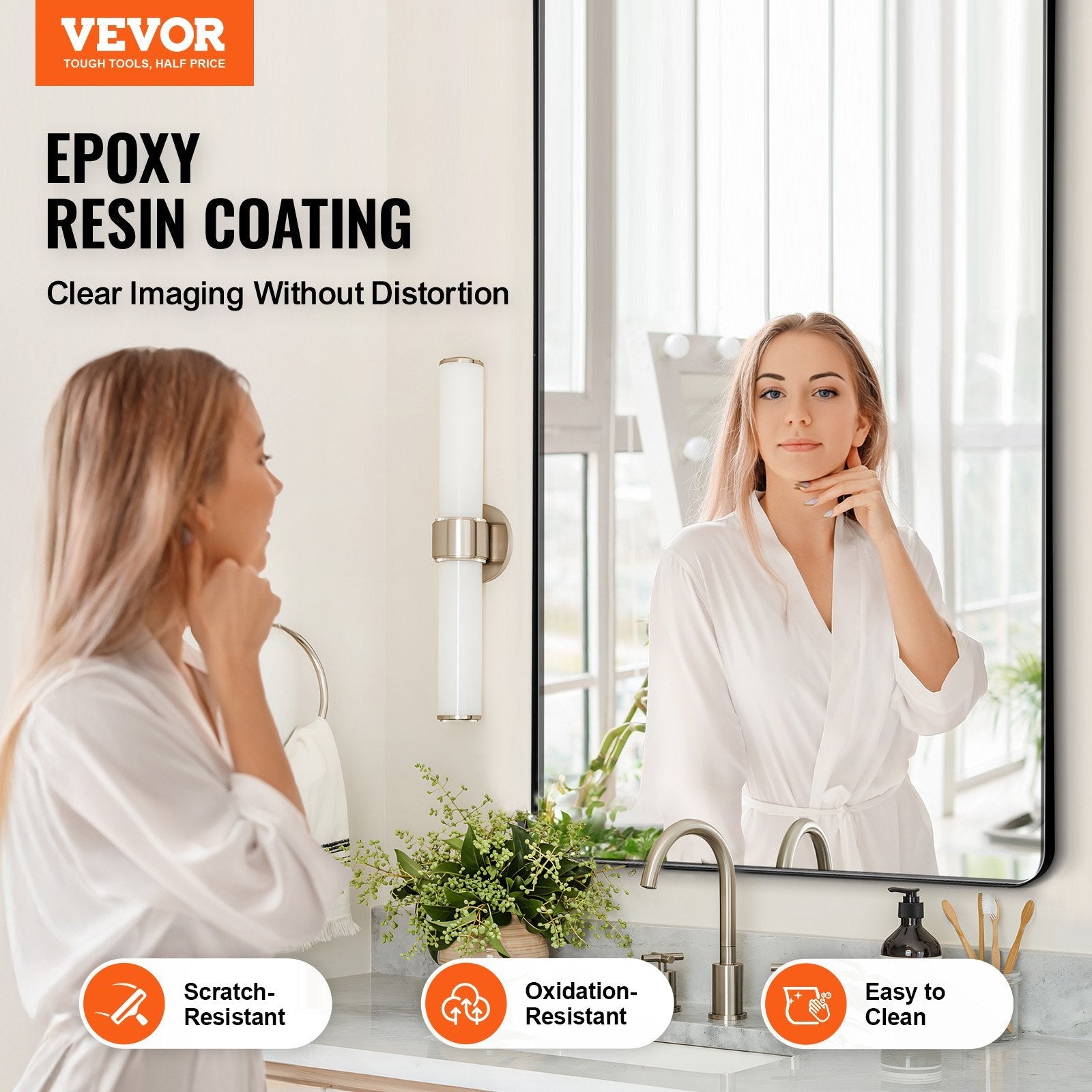 VEVOR Square Wall Mounted Mirror 28" x 60" Mirror with Aluminium Alloy Frame 