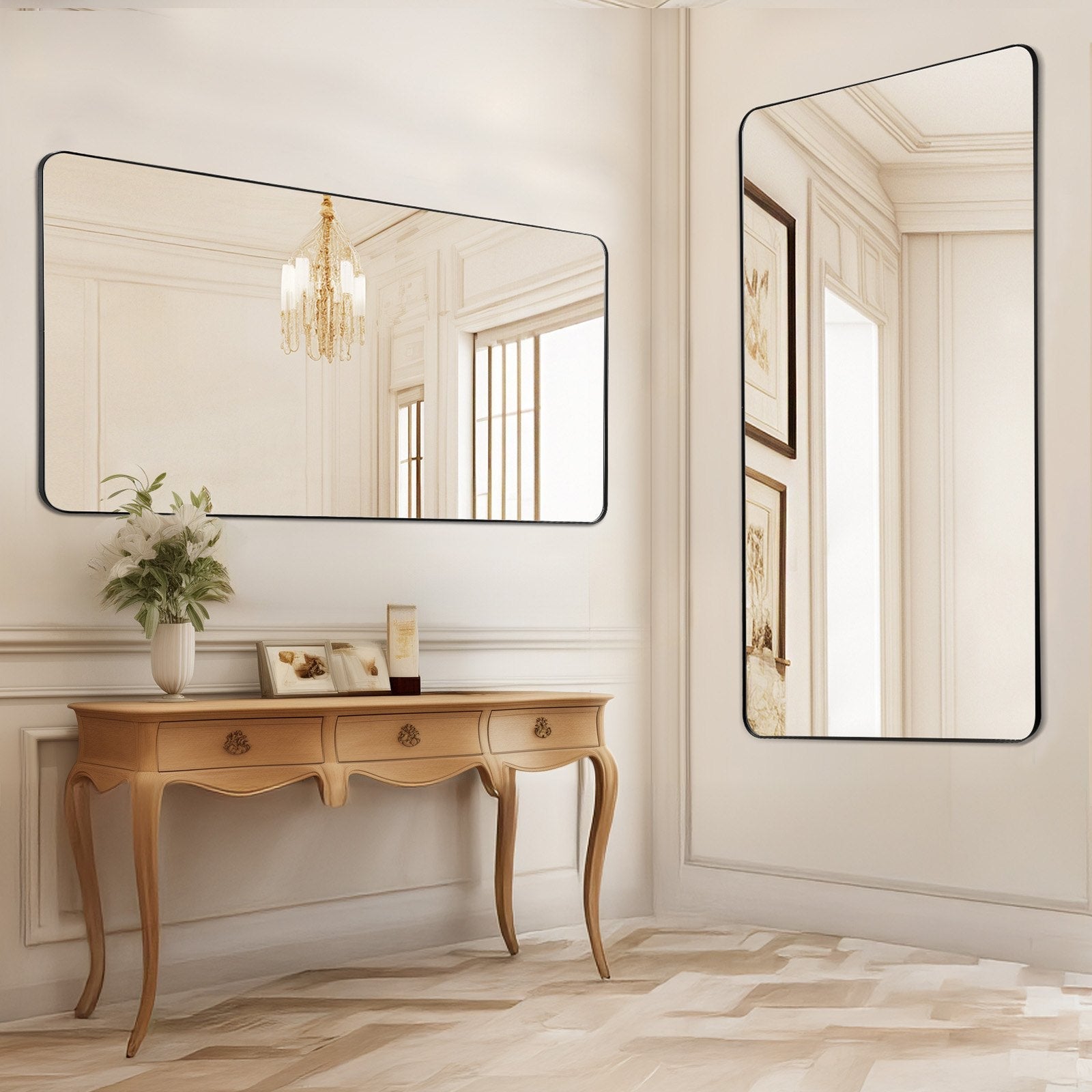 VEVOR Square Wall Mounted Mirror 28" x 60" Mirror with Aluminium Alloy Frame 