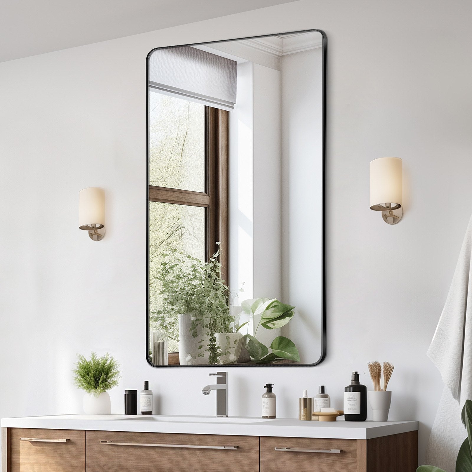 VEVOR Square Wall Mounted Mirror 28" x 60" Mirror with Aluminium Alloy Frame 