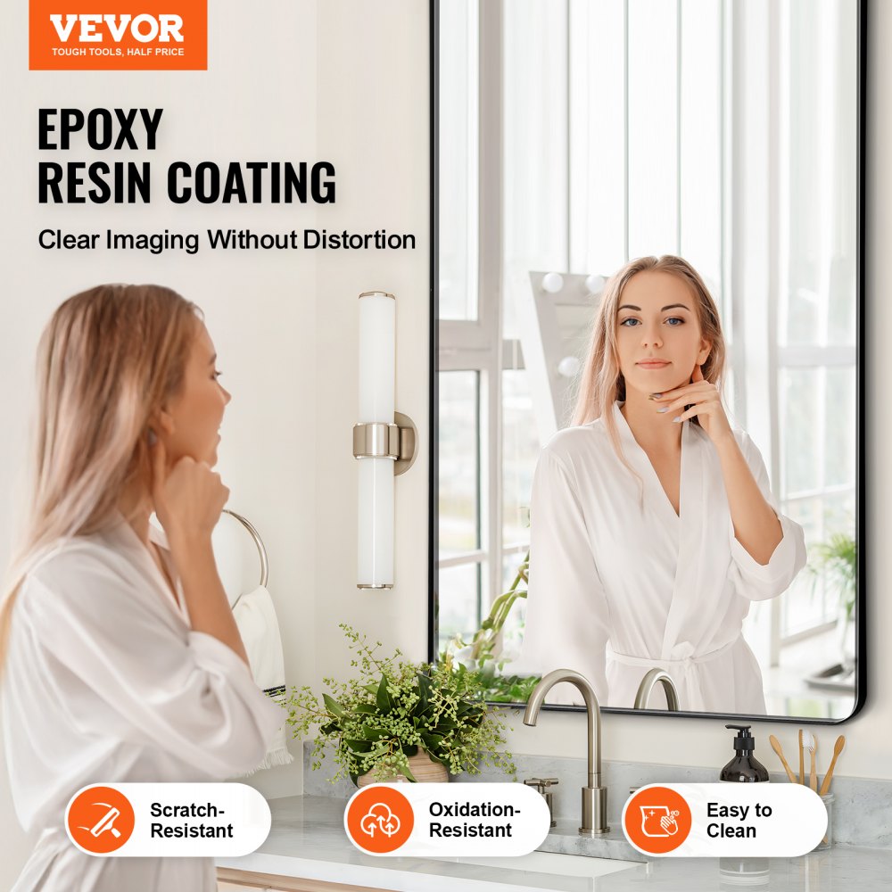 VEVOR Square Wall Mounted Mirror 30" x 48" Mirror with Aluminium Alloy Frame 