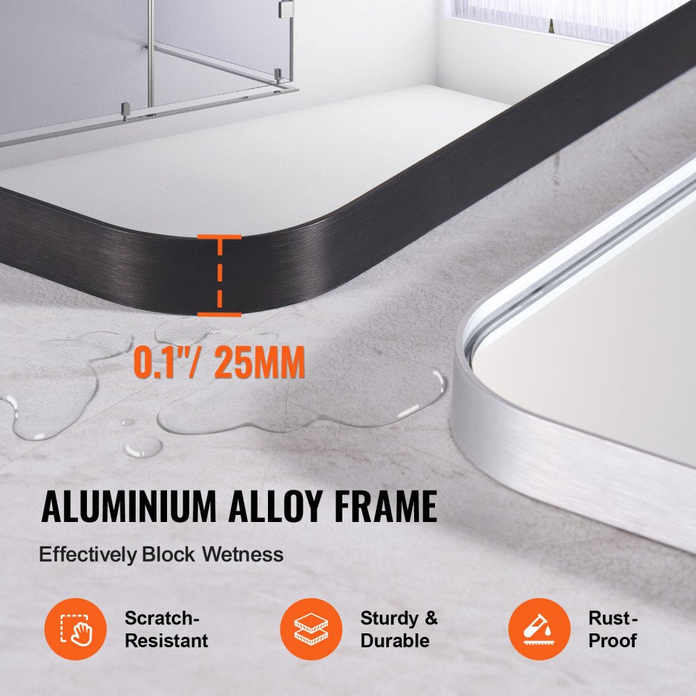 VEVOR Square Wall Mounted Mirror 30" x 48" Mirror with Aluminium Alloy Frame 