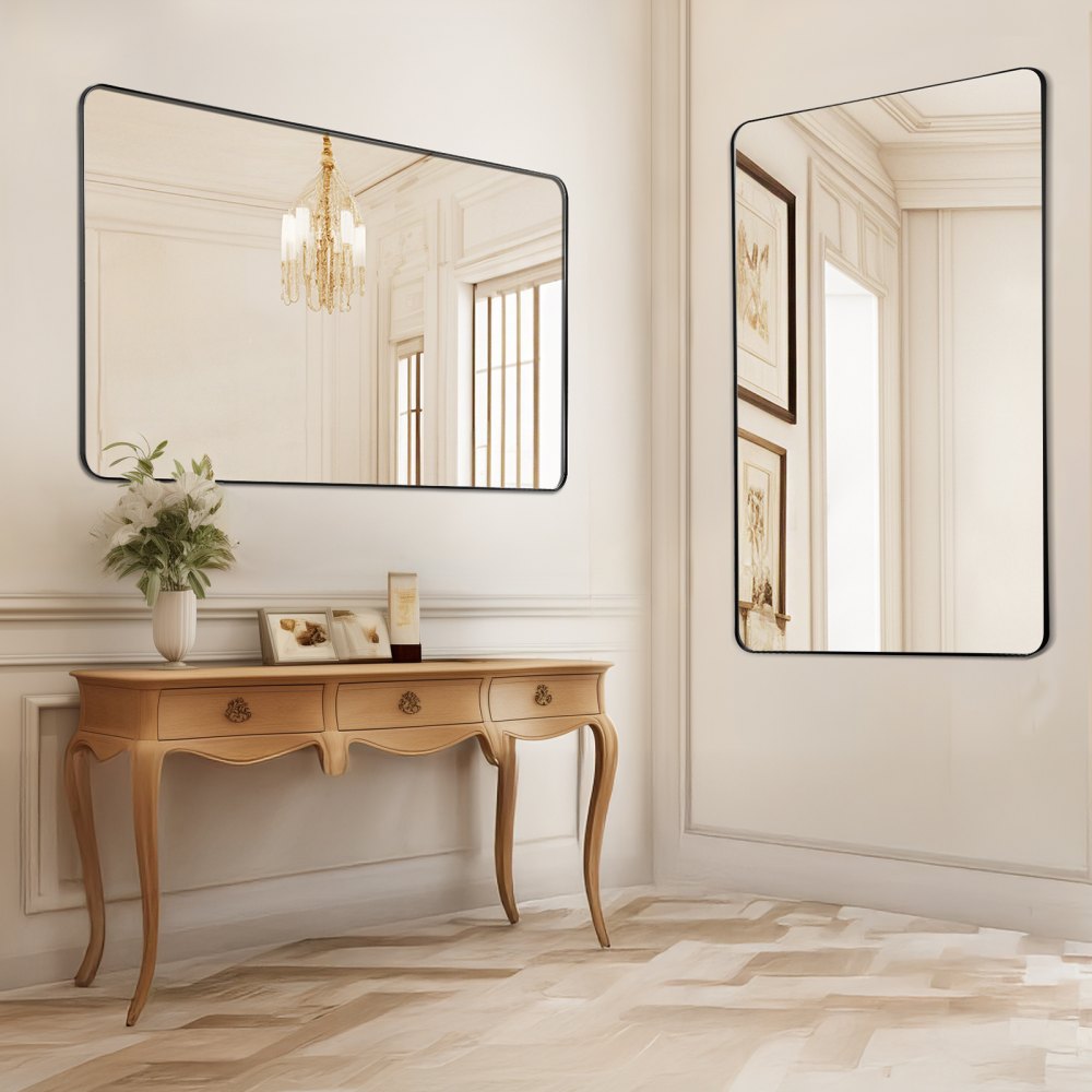 VEVOR Square Wall Mounted Mirror 30" x 48" Mirror with Aluminium Alloy Frame 