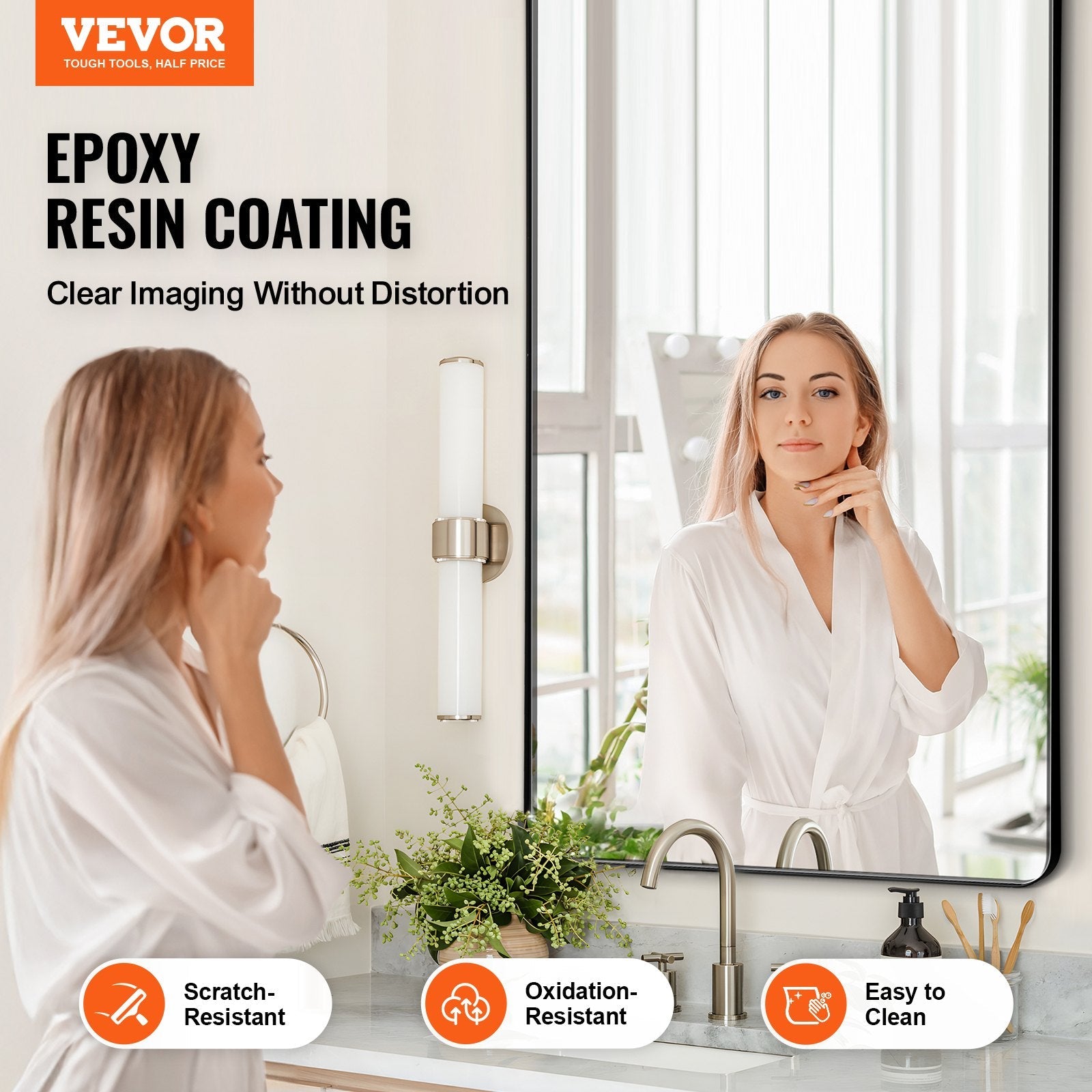 VEVOR Square Wall Mounted Mirror 30" x 55" Mirror with Aluminium Alloy Frame 